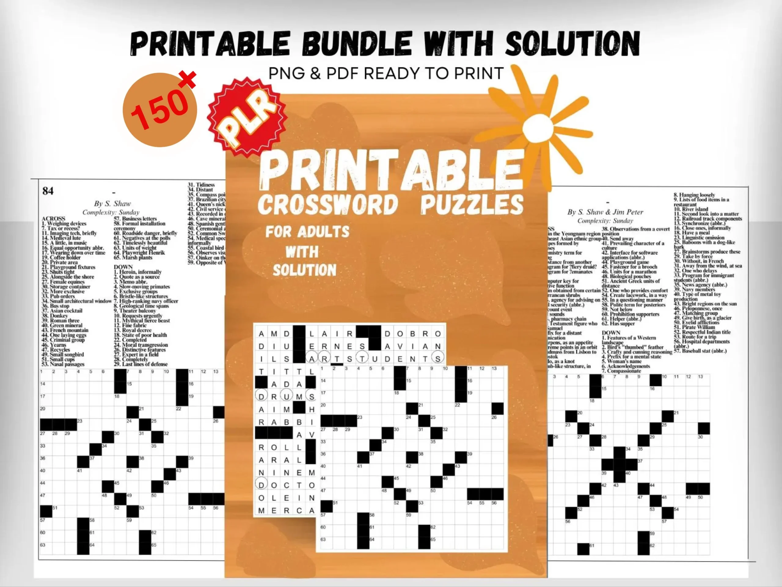 Printable Crossword Puzzles For Adults 150 Themes PDF Etsy