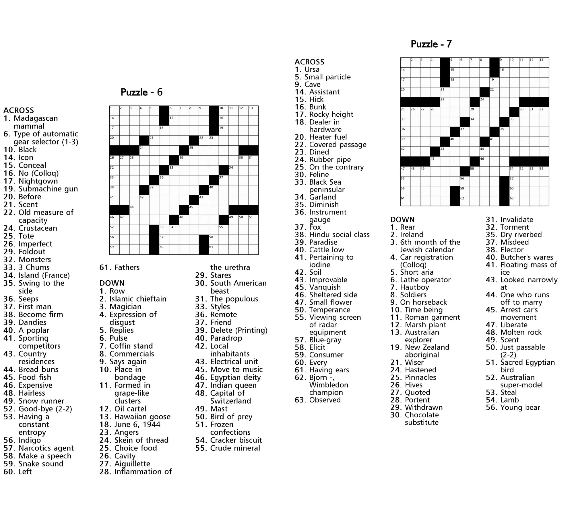 Printable Crossword Puzzles For Adults Seniors Large Print digital Download Etsy