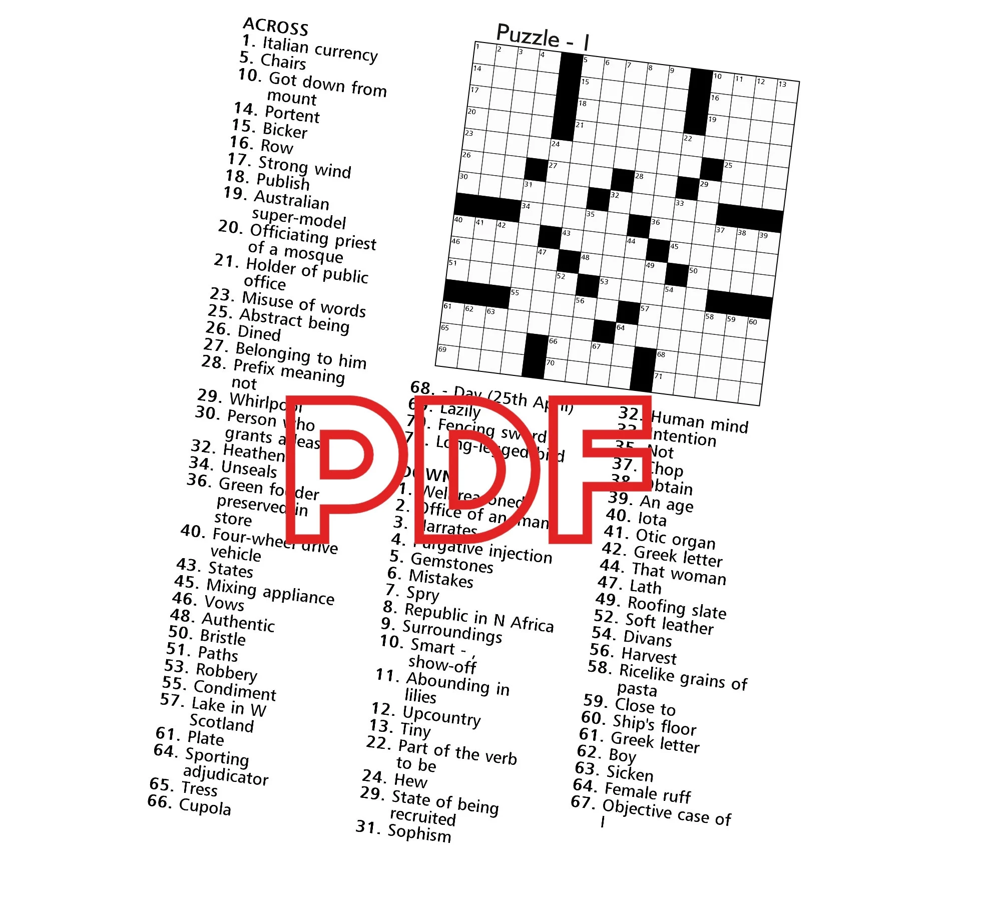 Printable Crossword Puzzles For Adults Seniors Large Print digital Download Etsy