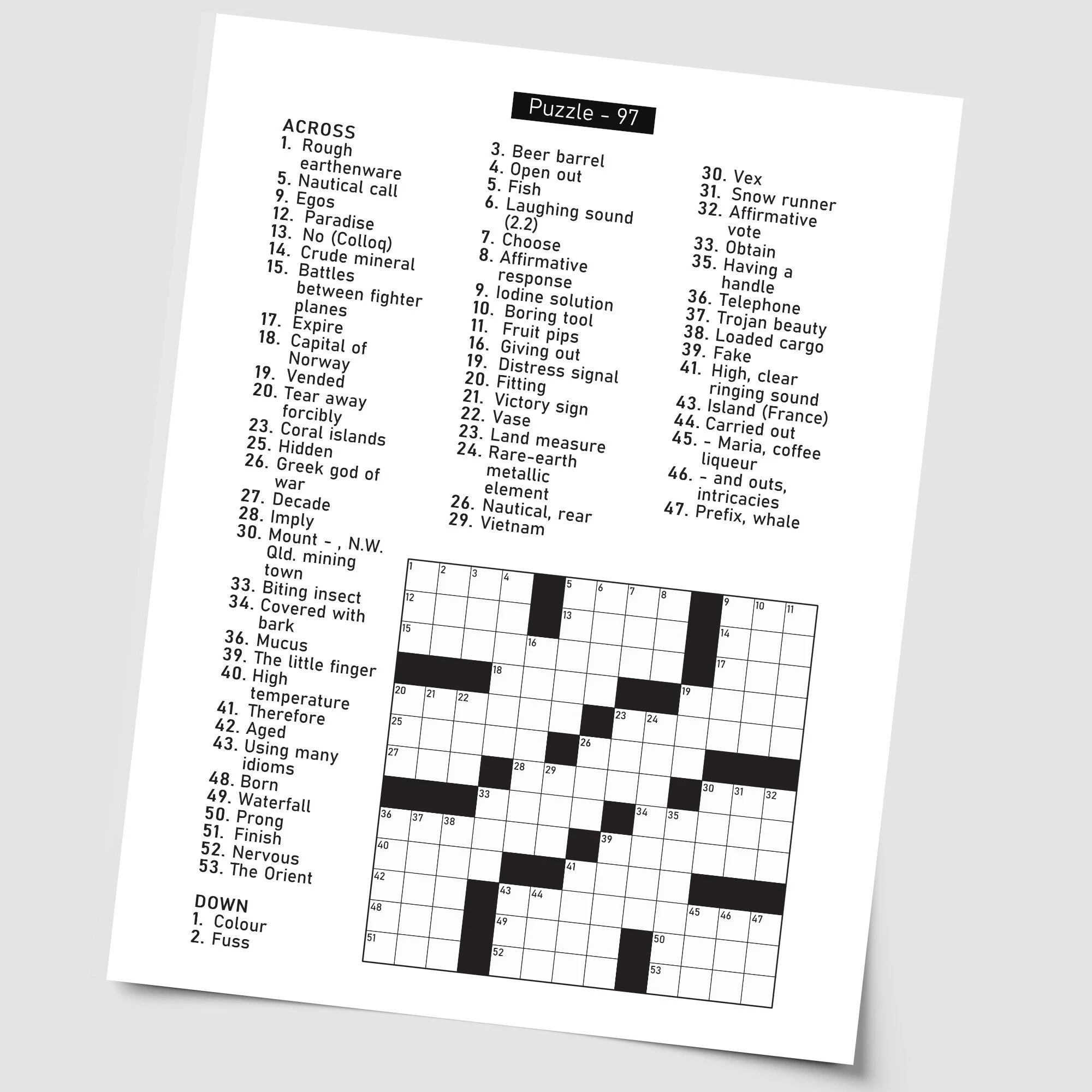Printable Crossword Puzzles For Adults Seniors Large Print Games digital Download Etsy