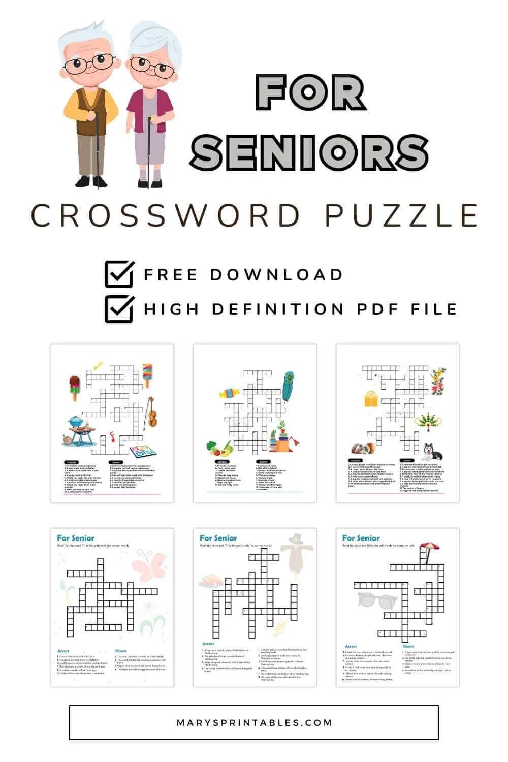 Printable Crossword Puzzles For Seniors Fun Free Brain Boost 