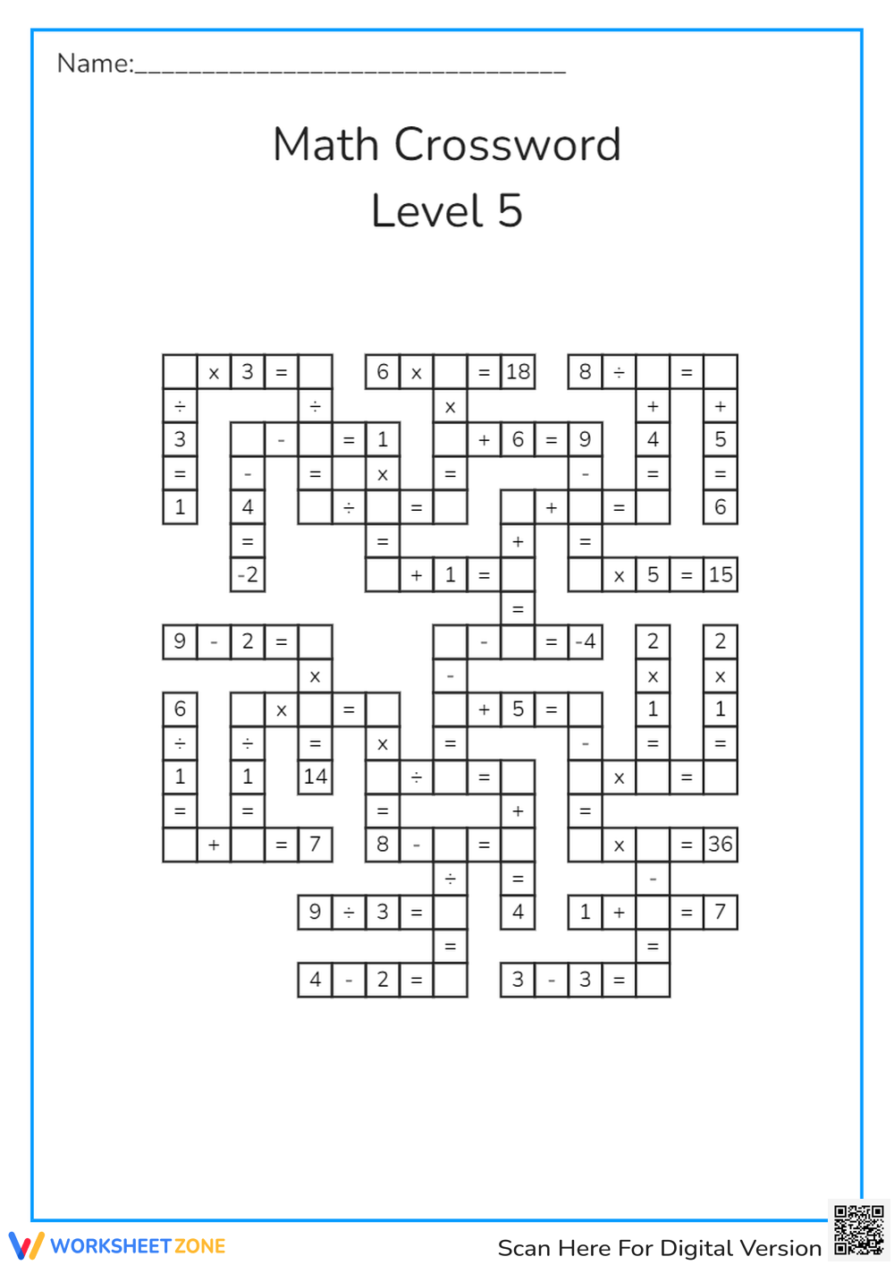 Printable Crossword Worksheets Download