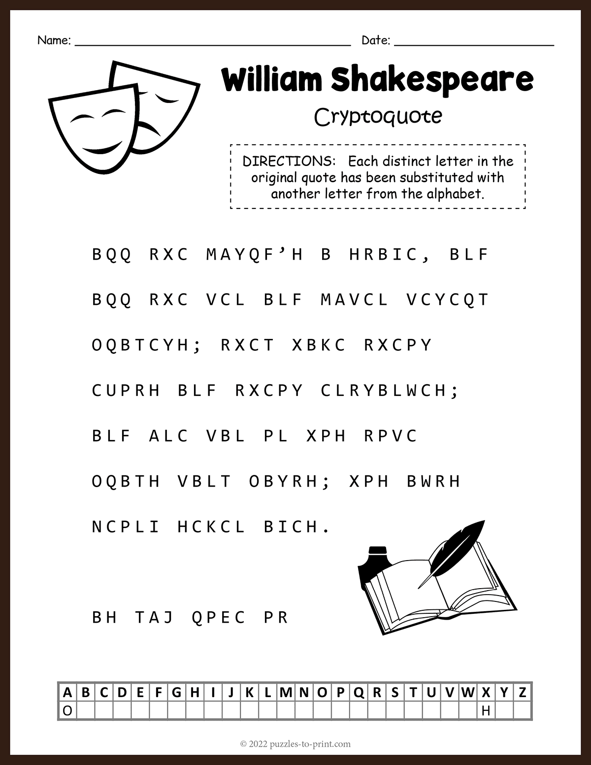 Printable Cryptogram And Cryptoquote Puzzles