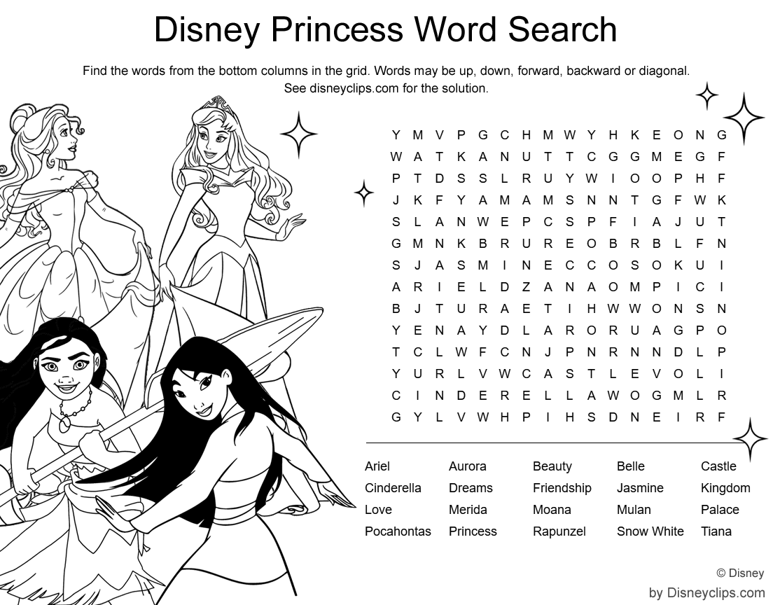 Printable Disney Word Search Puzzles Disneyclips