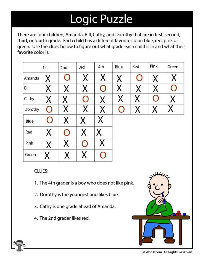 Logic Puzzles Printable Pdf With Answers - puzzle.premiumprintable.com