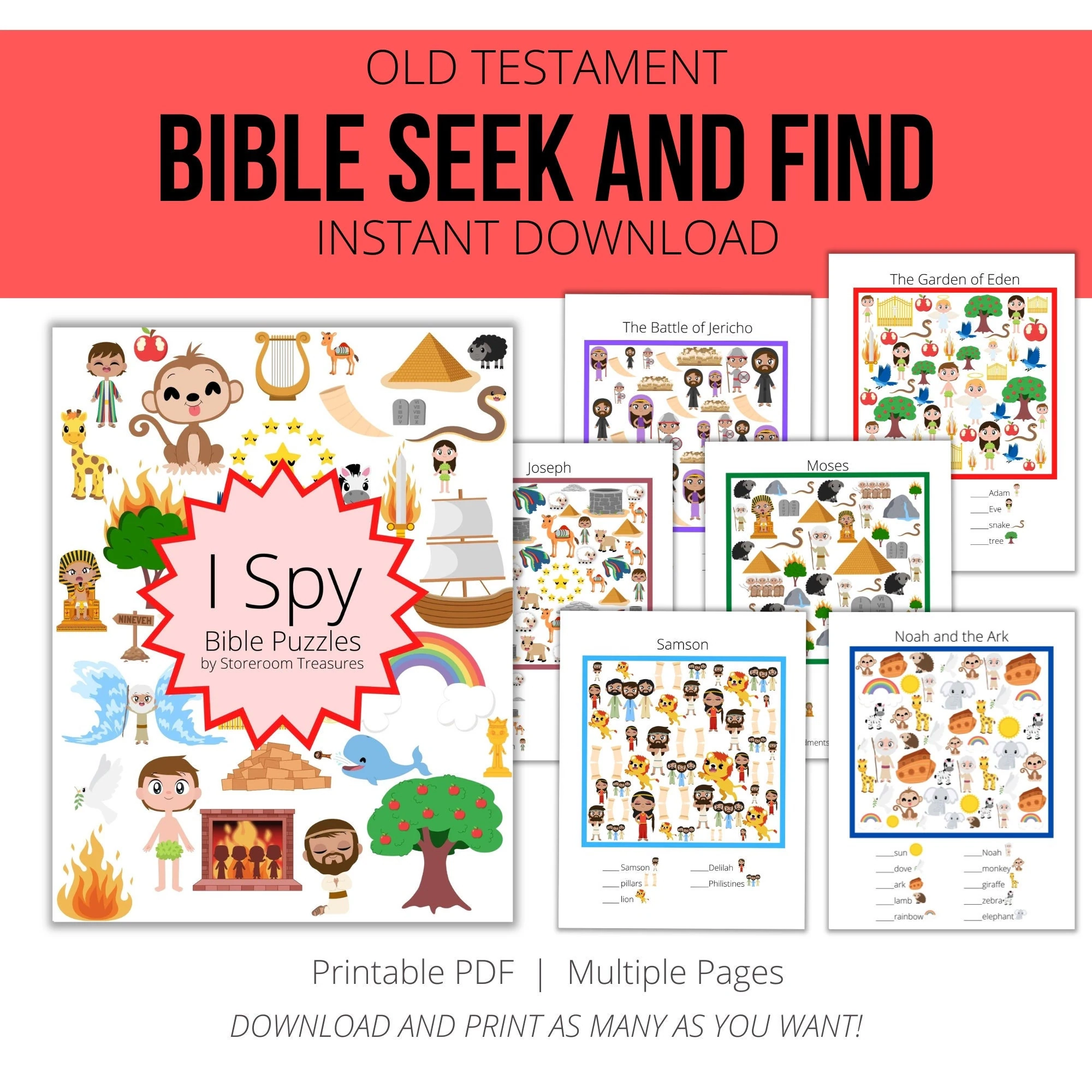Printable Seek And Find I Spy Puzzles Bible Activity Book Old Testament Etsy
