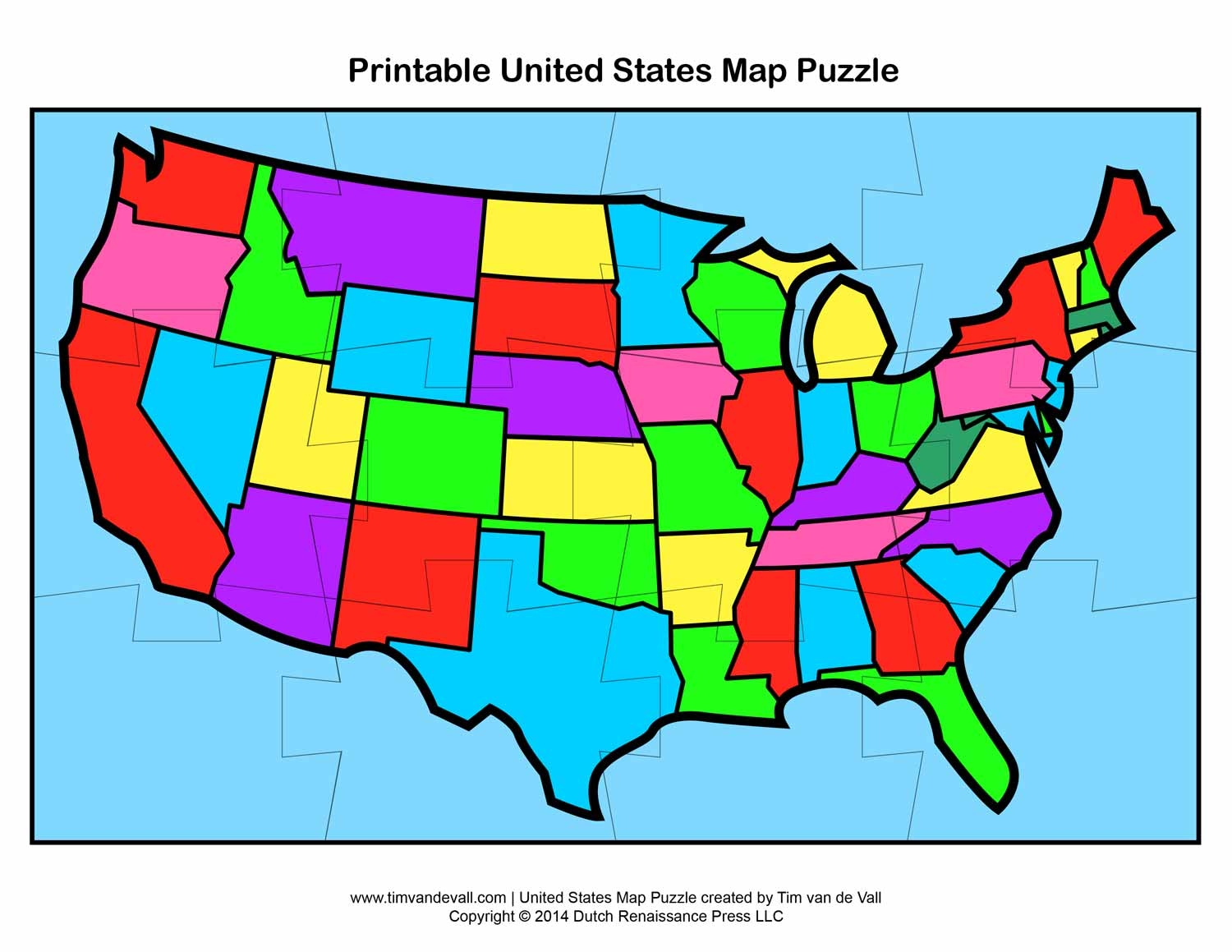 Printable United States Map Puzzle For Kids Make Your Own Puzzle