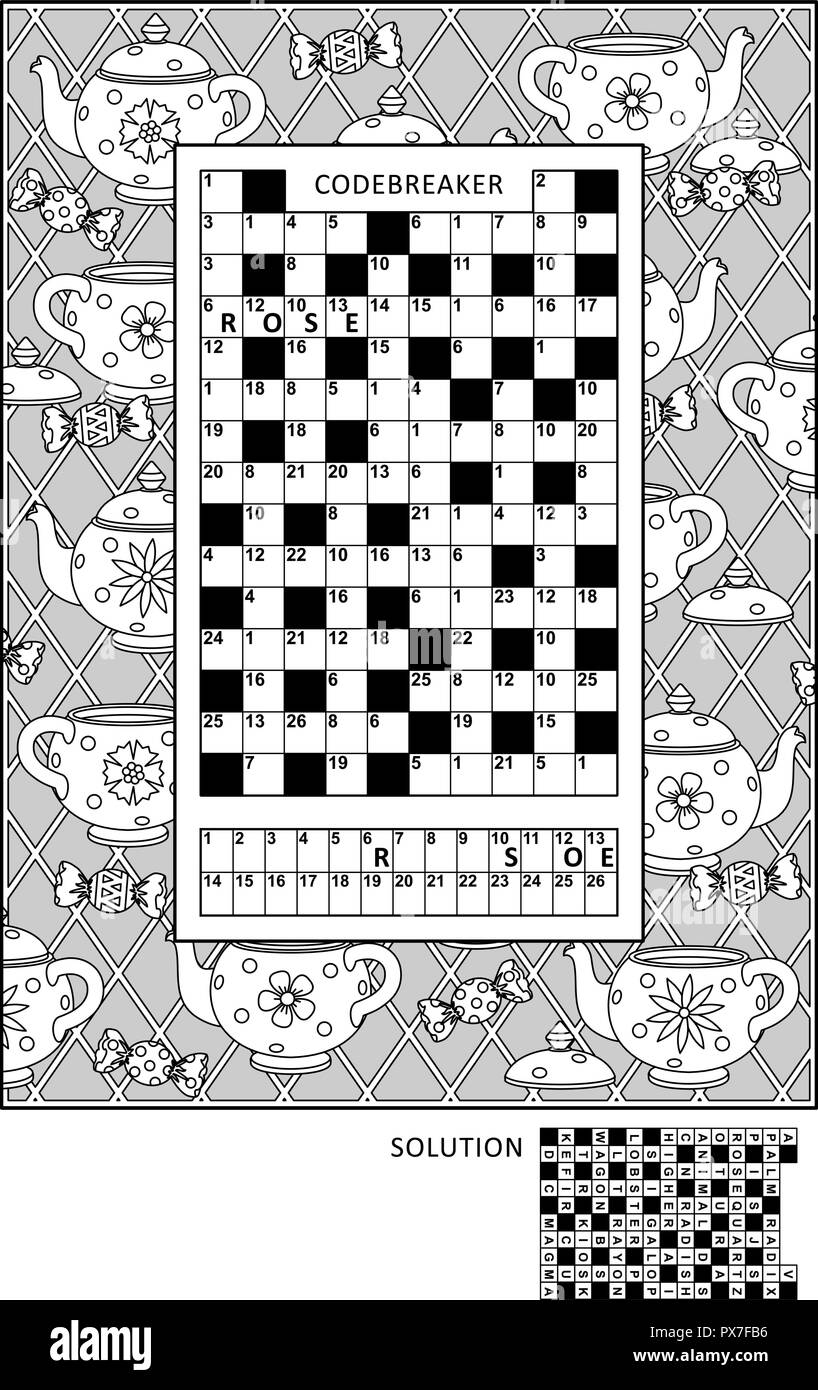 Puzzle And Coloring Activity Page For Grown ups With Codebreaker Or Codeword Else Code Cracker Word Game English And Wide Decorative Frame To Color Stock Vector Image Art Alamy