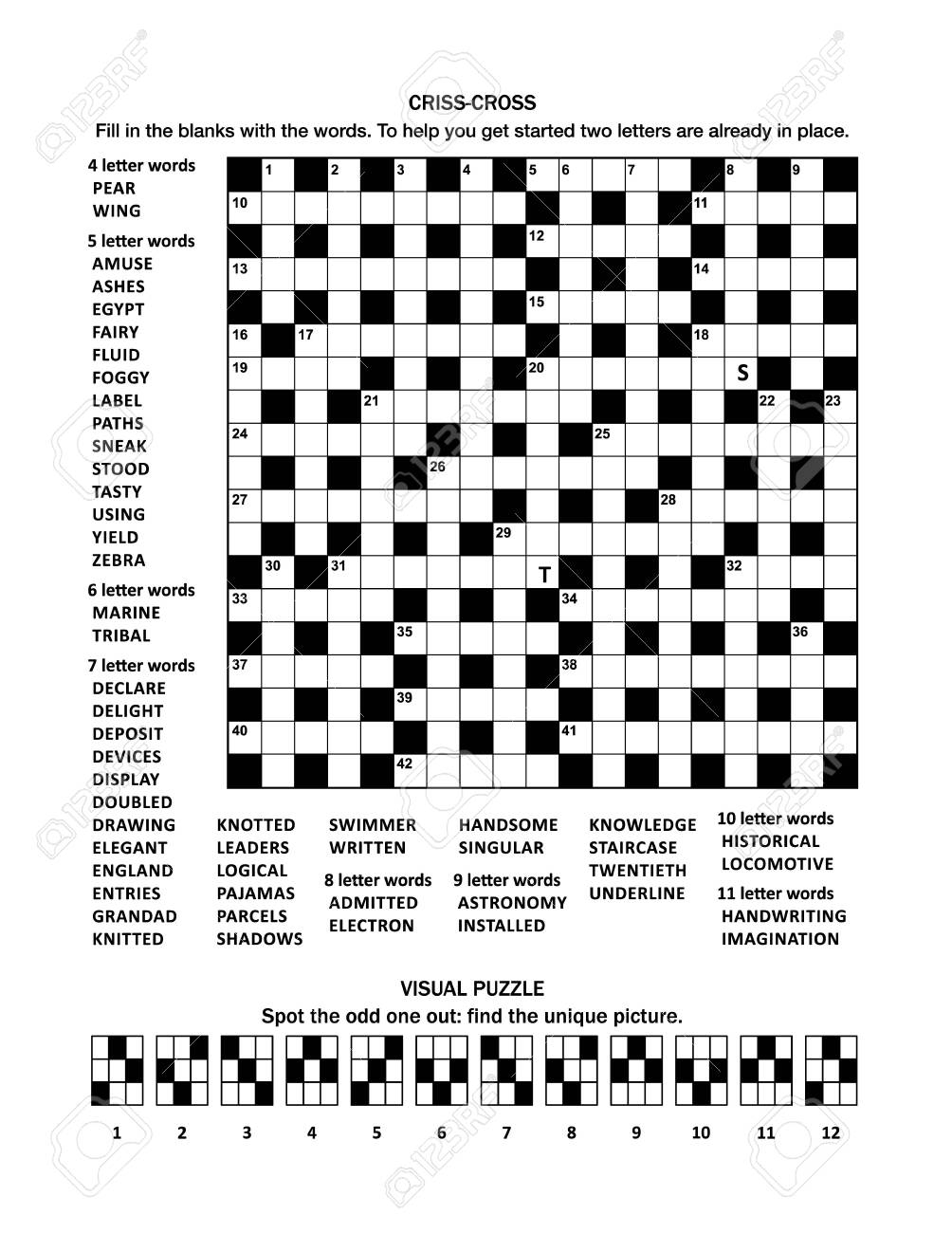 Puzzle Page With 19x19 Criss cross fill in Crossword Word Game Worksheets Library