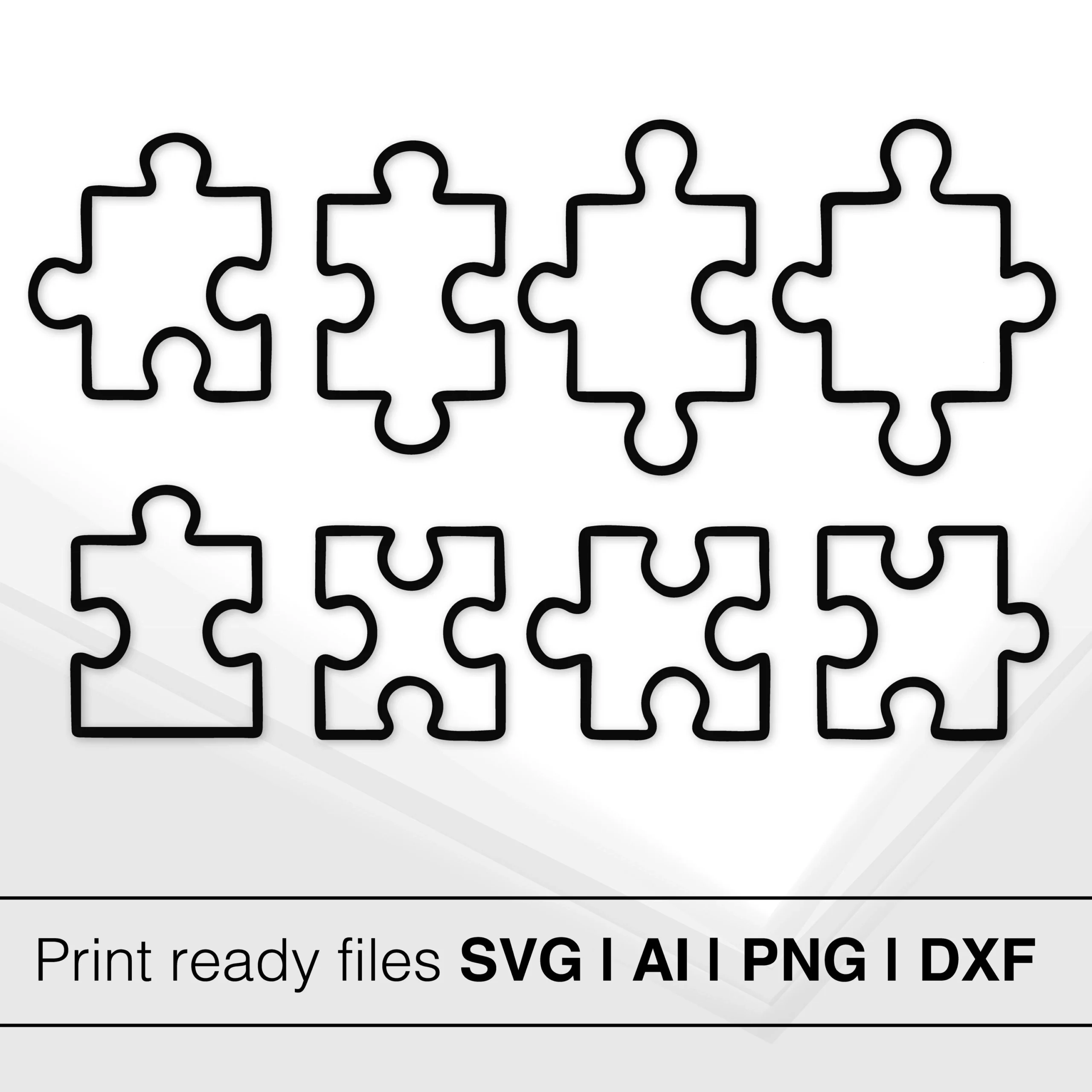 Puzzle Piece Outline SVG Bundle Simple Puzzle Shapes For Cricut Laser Cutting Sublimation Png Dxf Ai Files Instant Download Etsy