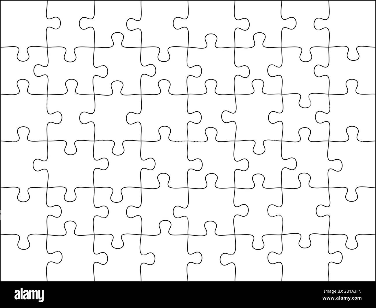 Puzzles Grid Template Jigsaw Puzzle 48 Pieces Thinking Game And 8x6 Jigsaws Detail Frame Design Vector Illustration Stock Vector Image Art Alamy