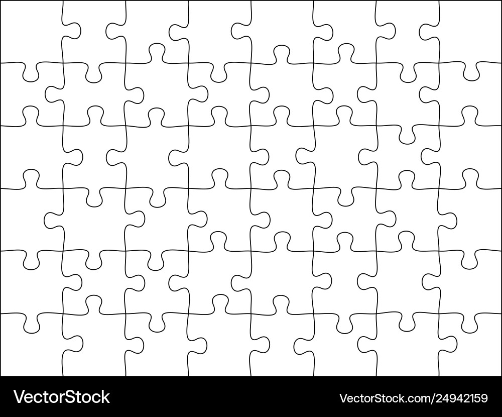 Puzzles Grid Template Jigsaw Puzzle 48 Pieces Vector Image Worksheets Library