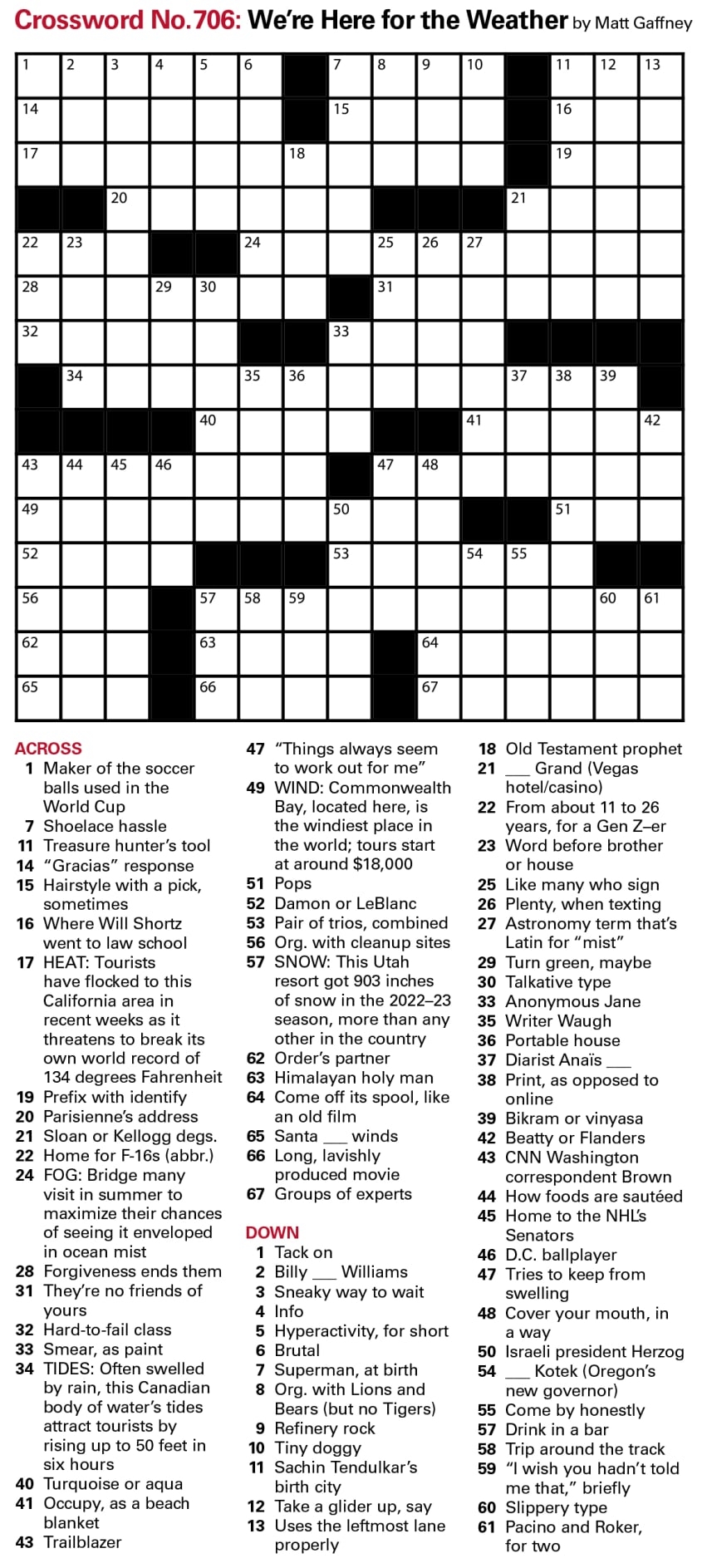 Puzzles Printable Crossword Issue August 4 2023