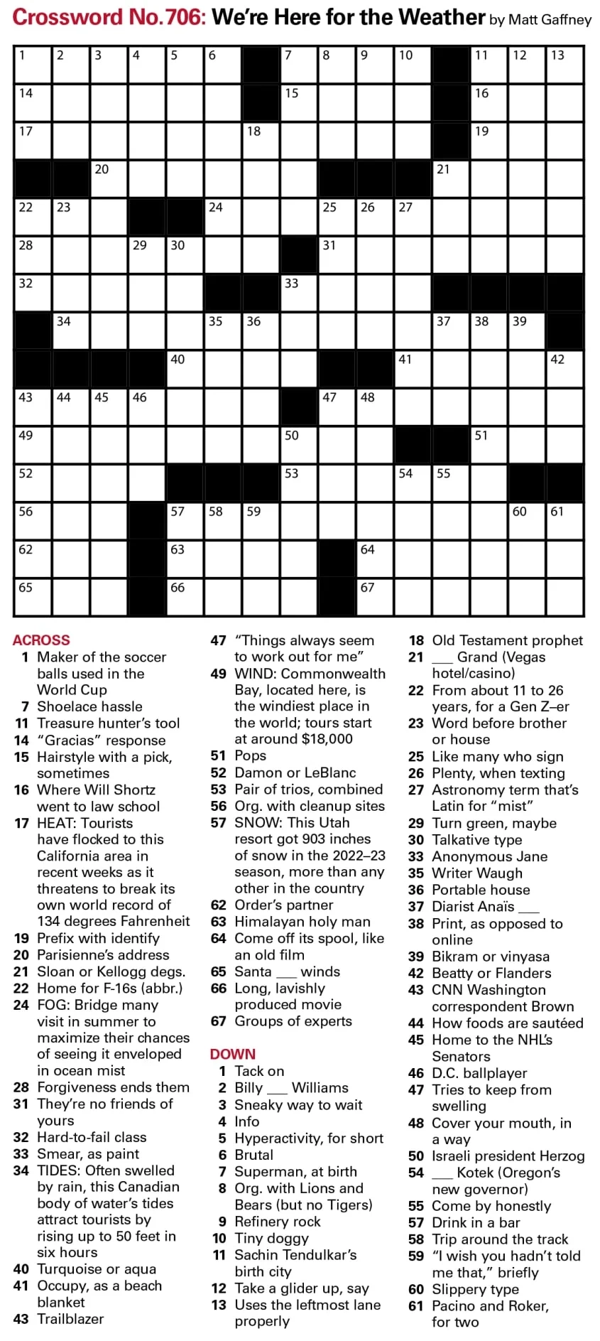 Puzzles Printable Crossword Issue August 4 2023