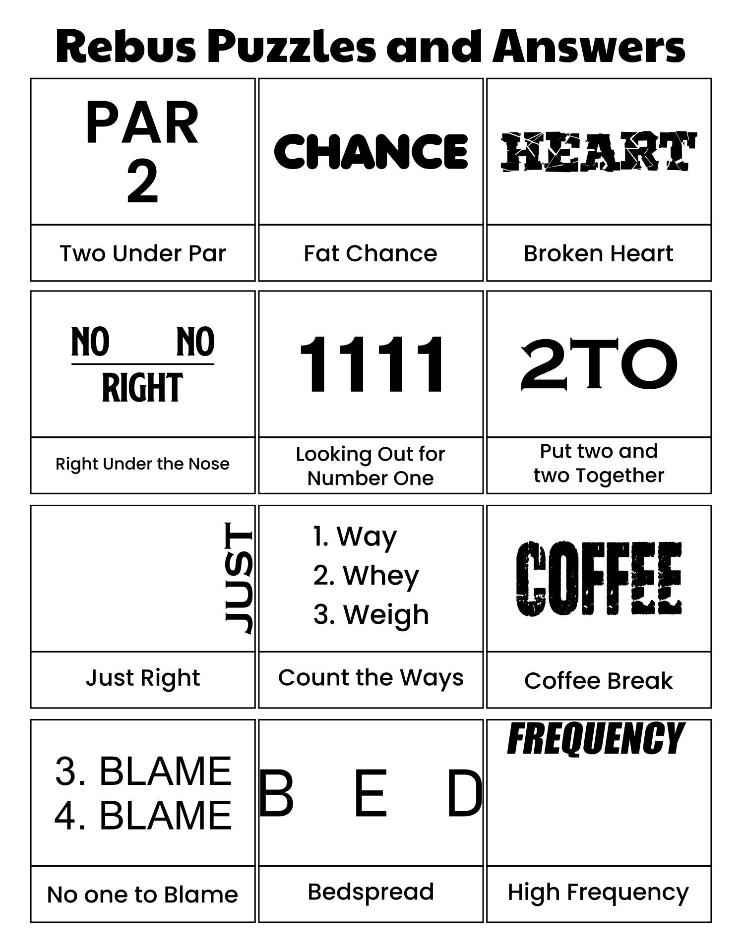 Rebus Puzzle Brain Teasers 10 Free PDF Printables Printablee