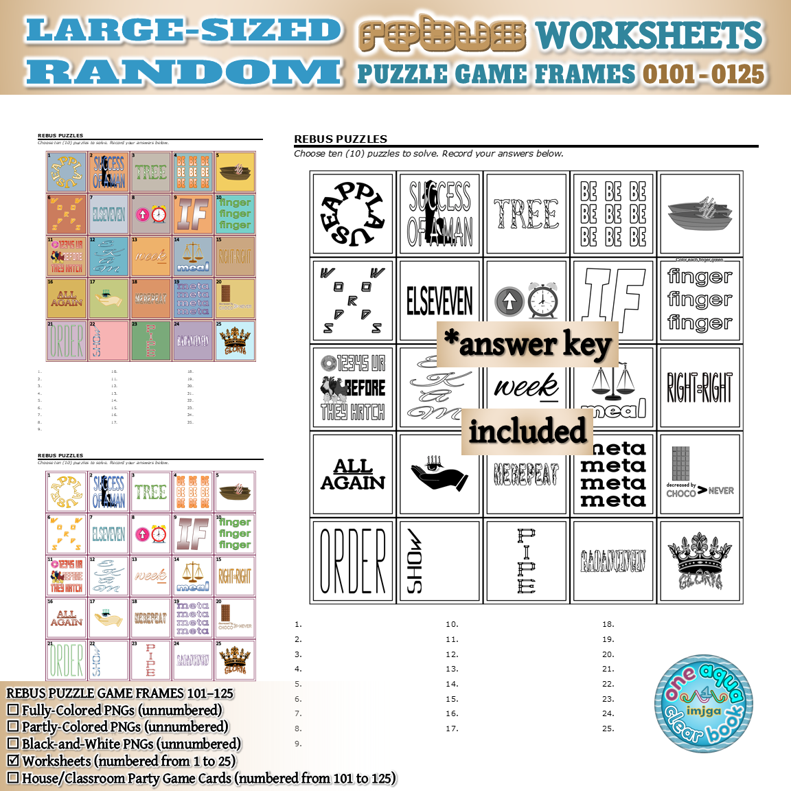 Rebus Puzzle Game Frames 101 125 Worksheets Made By Teachers