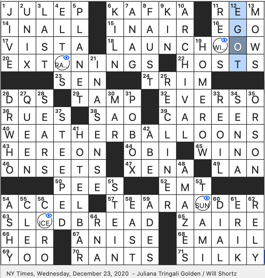 Rex Parker Does The NYT Crossword Puzzle Lawless Figure With Legendary Fighting Skills WED 12 23 20 Blizzards Are Produced In Them Familiarly Overindulger Of The Grape Locale Of 1974 s