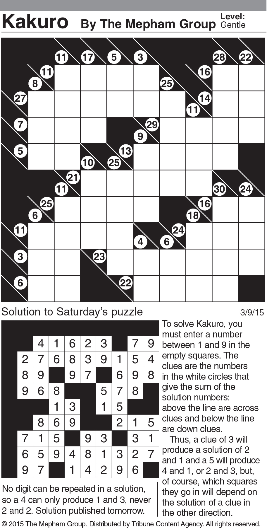 Sample Of Kakuro Daily