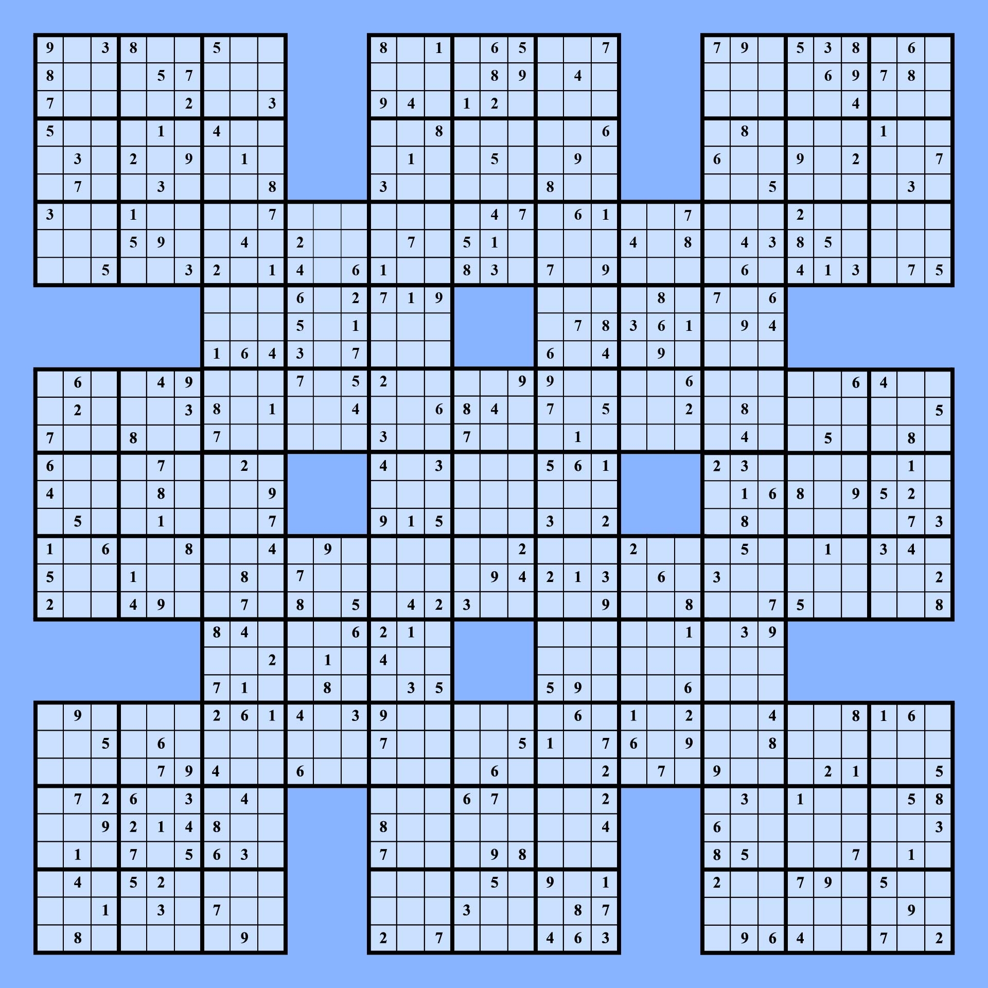 Samurai Sudoku Grid 10 Free PDF Printables Printablee