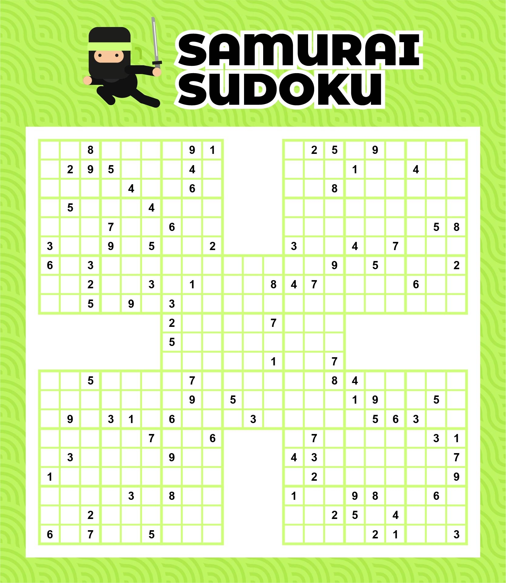 Samurai Sudoku Grid 10 Free PDF Printables Printablee