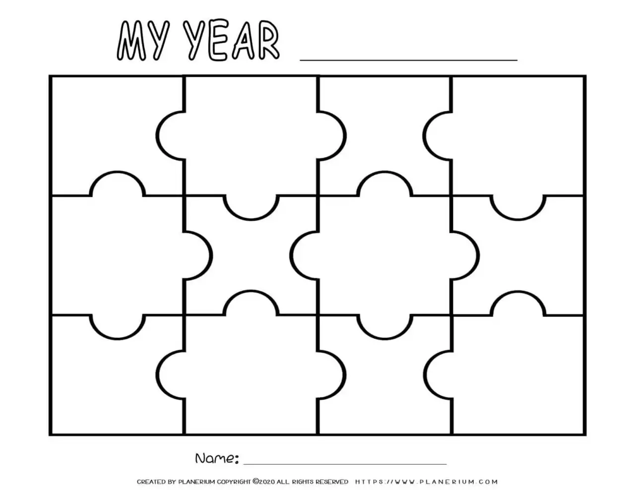 Self Reflection Twelve Pieces Puzzle Template Planerium