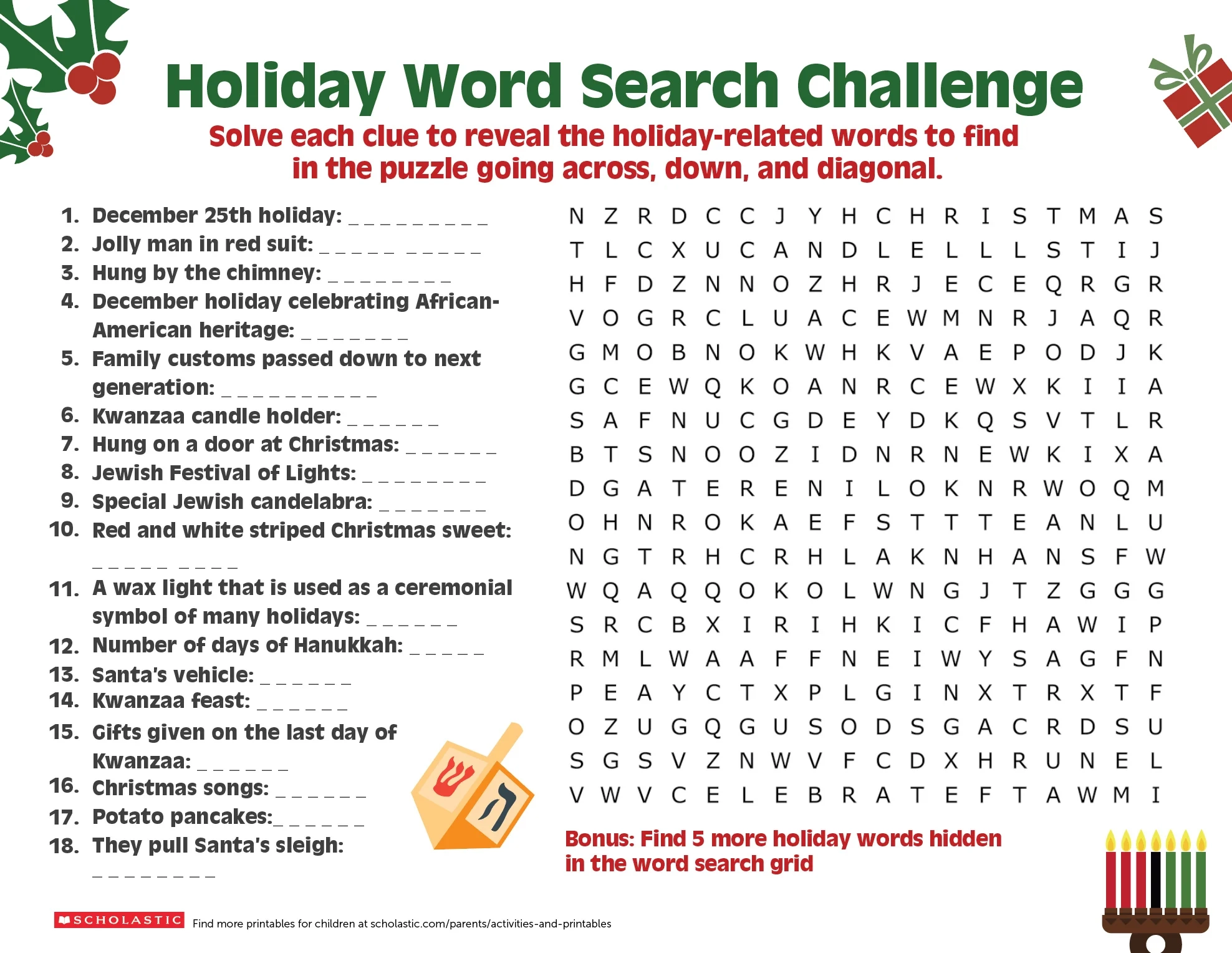 Share A Holiday Word Search Puzzle With Your Older Child