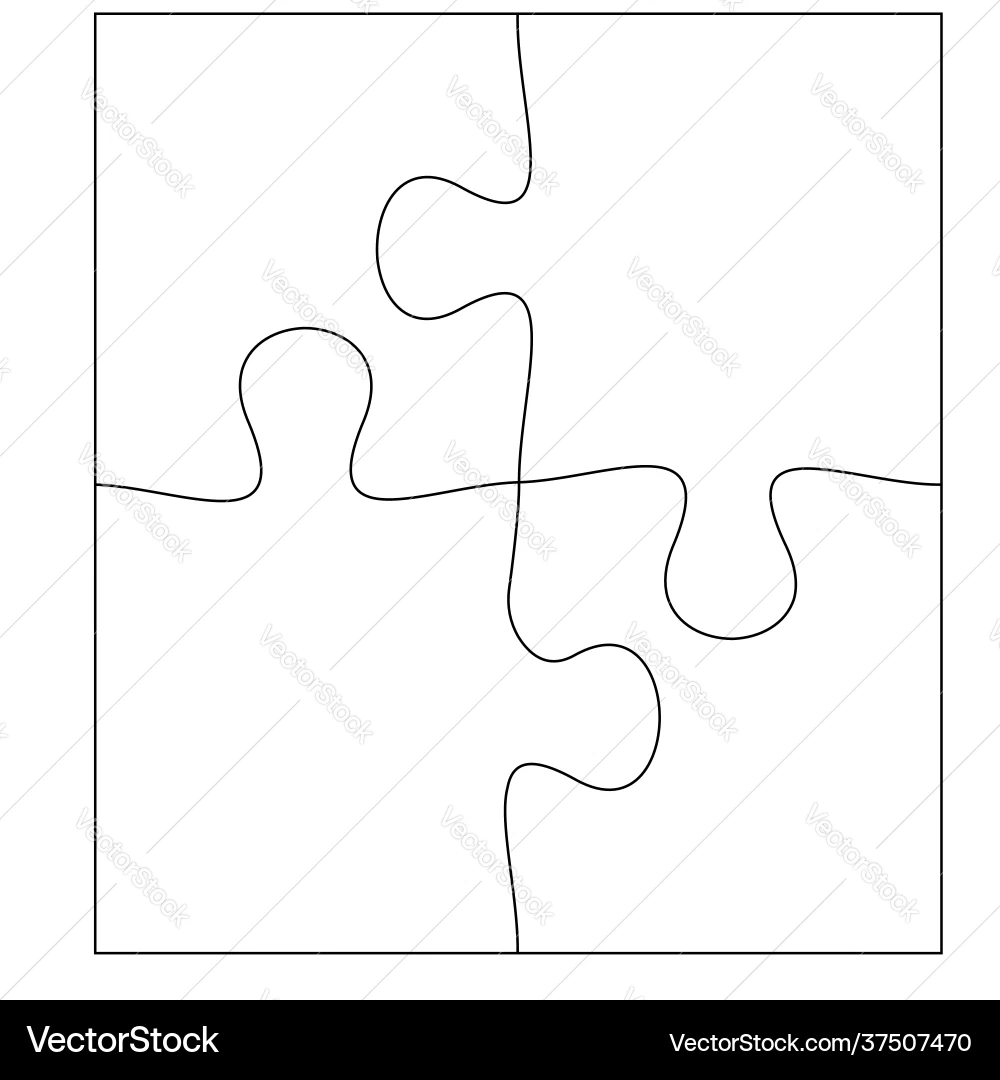 Simple Jigsaw Puzzle 4 Pieces Royalty Free Vector VectorStock