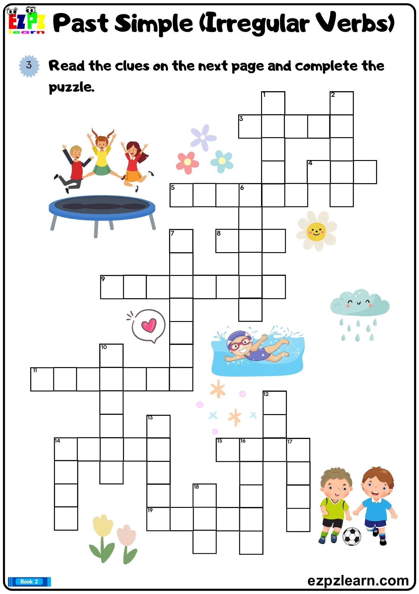 Simple Past Irregular Verbs Crossword Printable PDF Worksheet Ezpzlearn