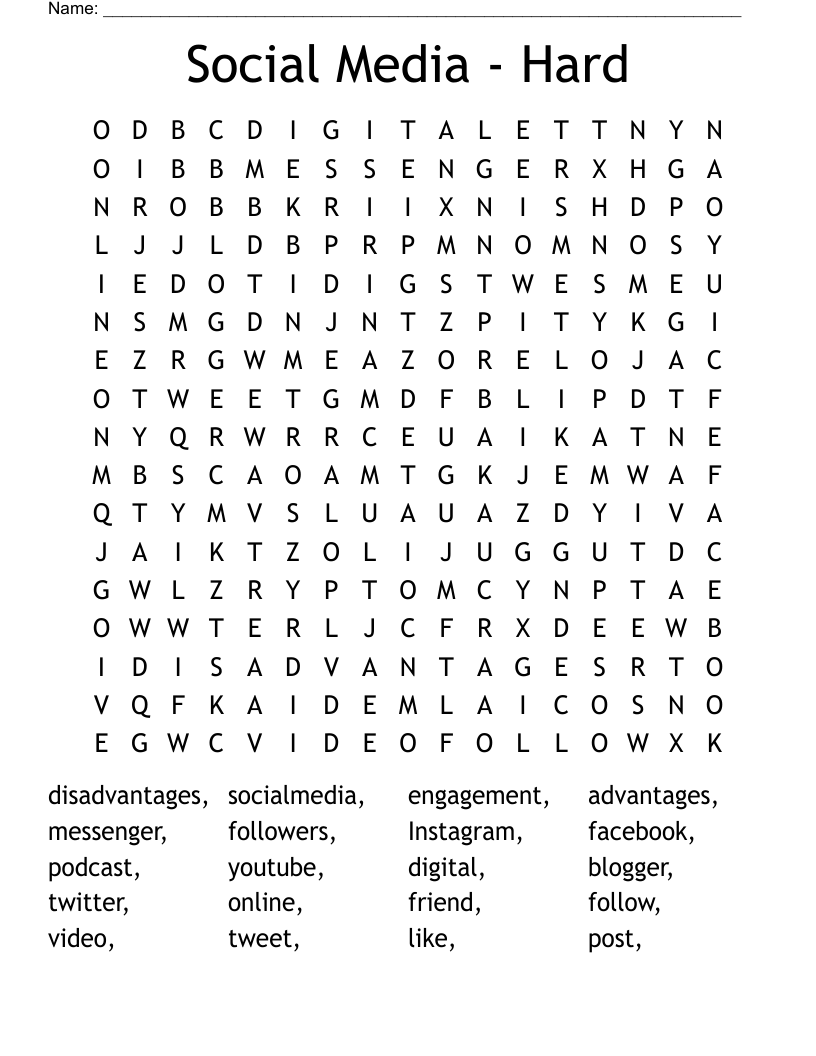 Social Media Hard Word Search WordMint
