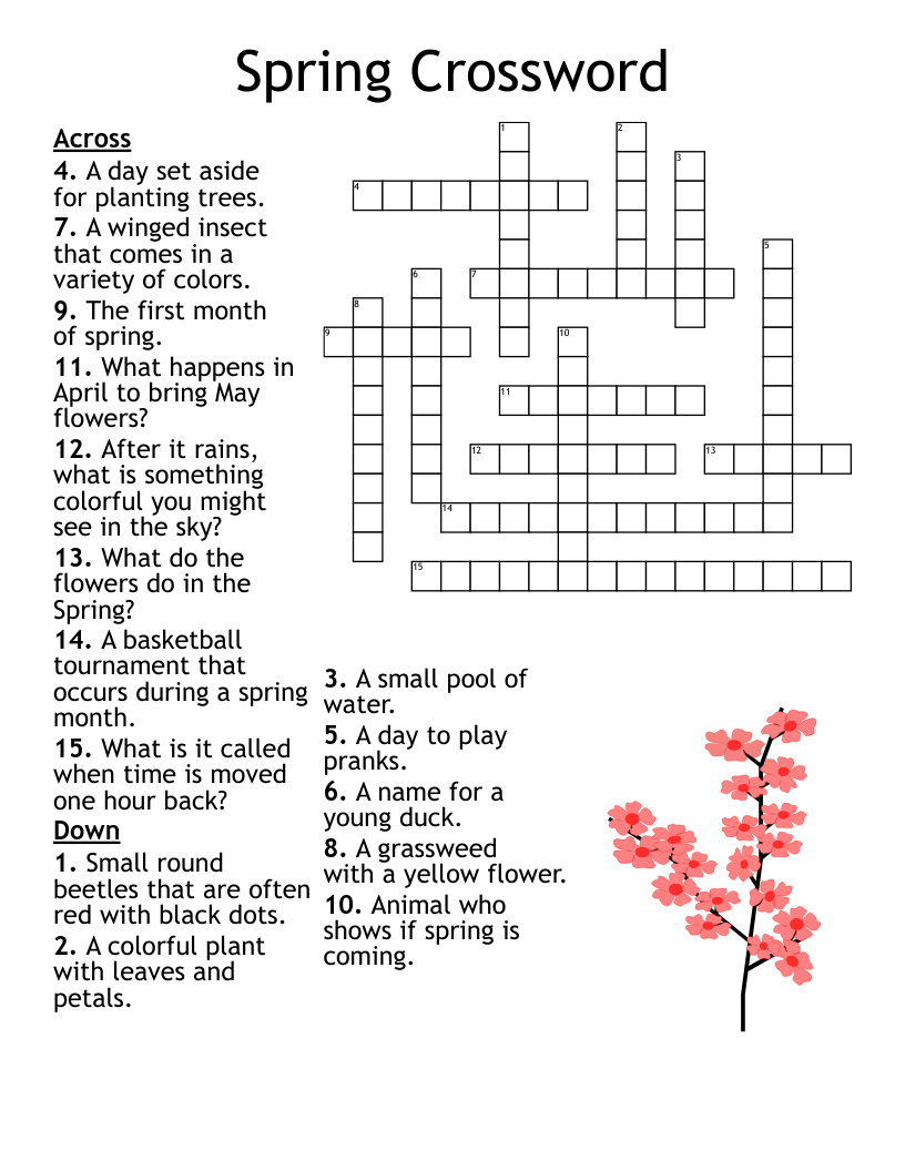 Spring Break Crossword WordMint