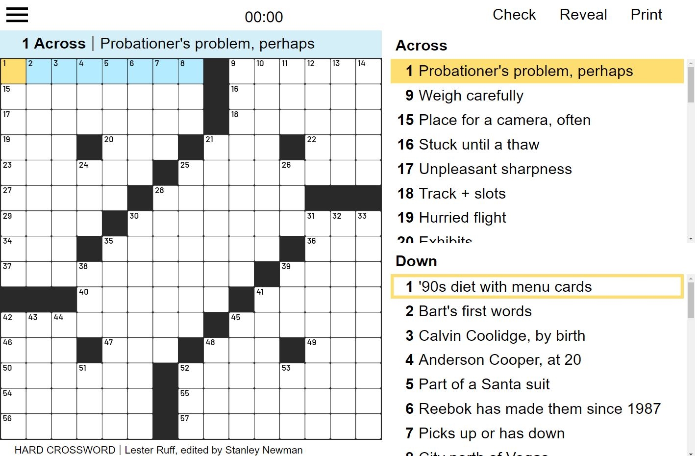 Stan Newman s Hard Crossword Puzzle Play For Free