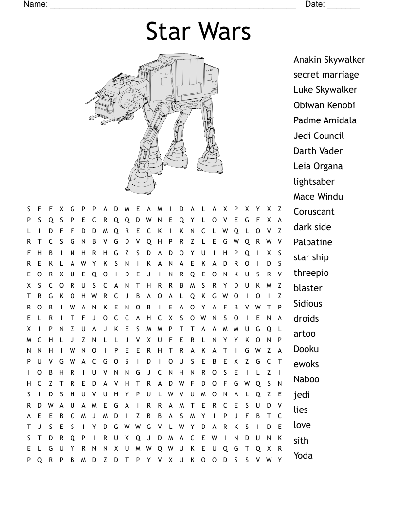 Star Wars Crossword WordMint