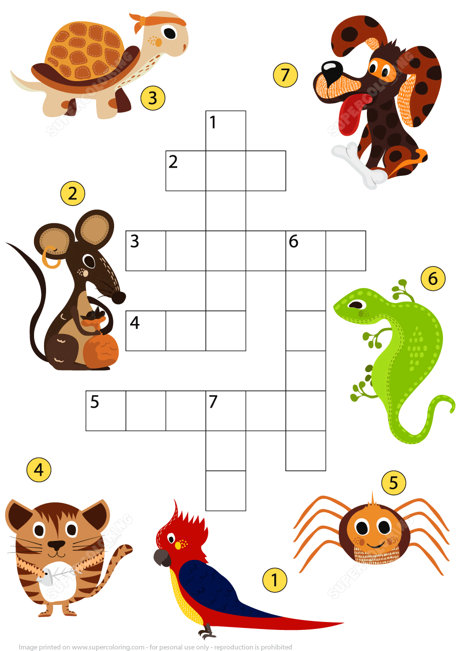 Study Pets Crossword Puzzle Free Printable Worksheets