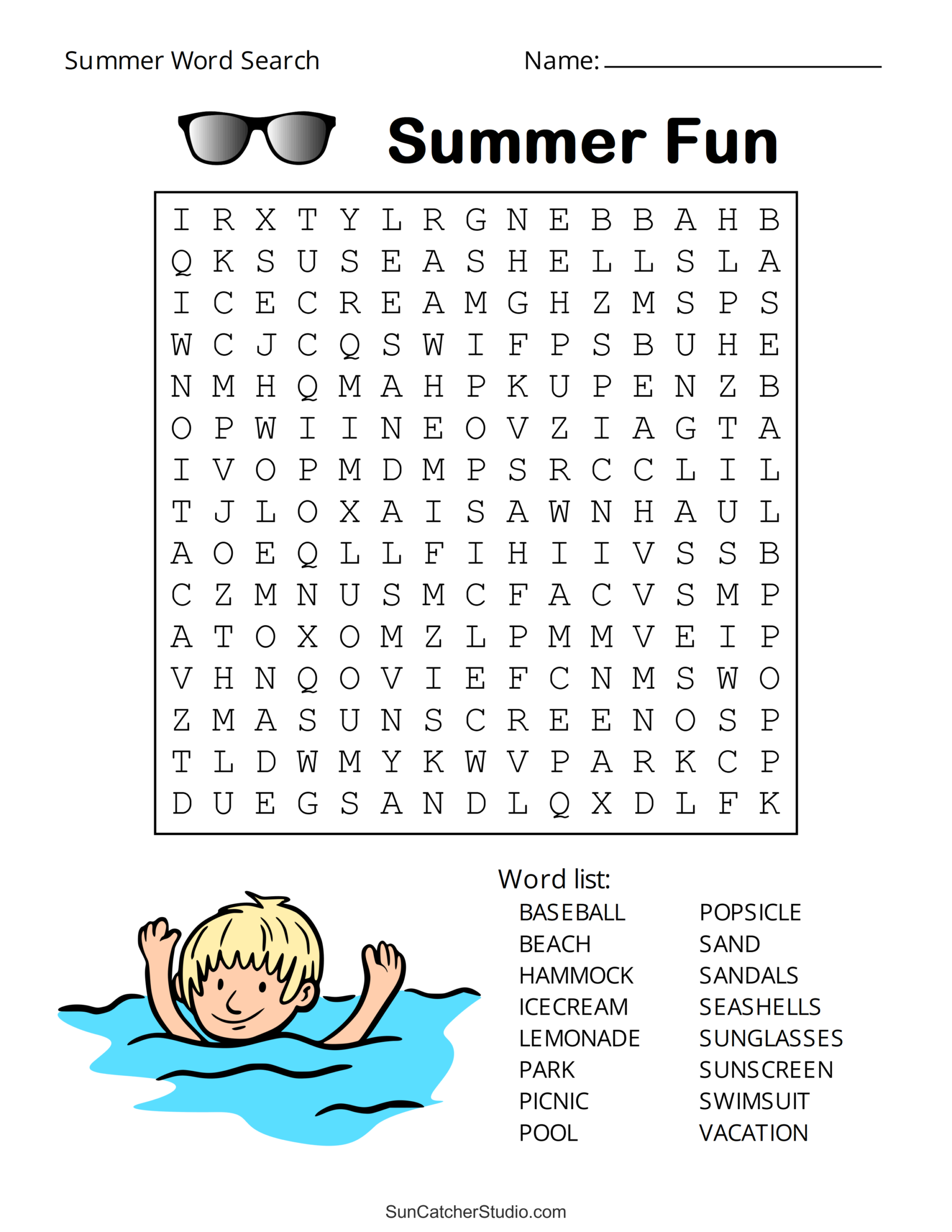 Summer Word Search Free Printable Puzzles Free Printables Lettering SVG Files Tools Apps