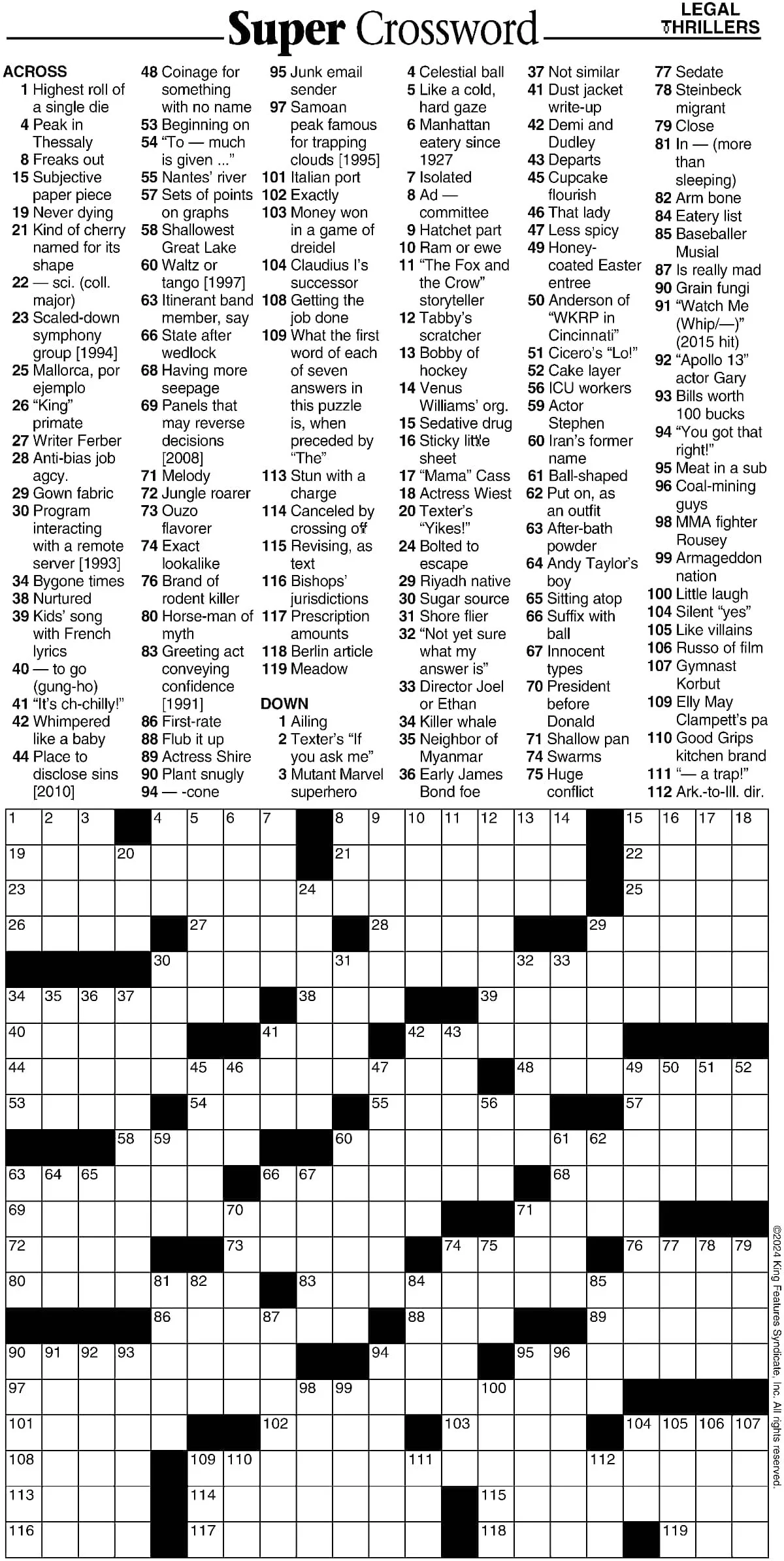 Super Crossword Legal Thrillers Your West Central Voice