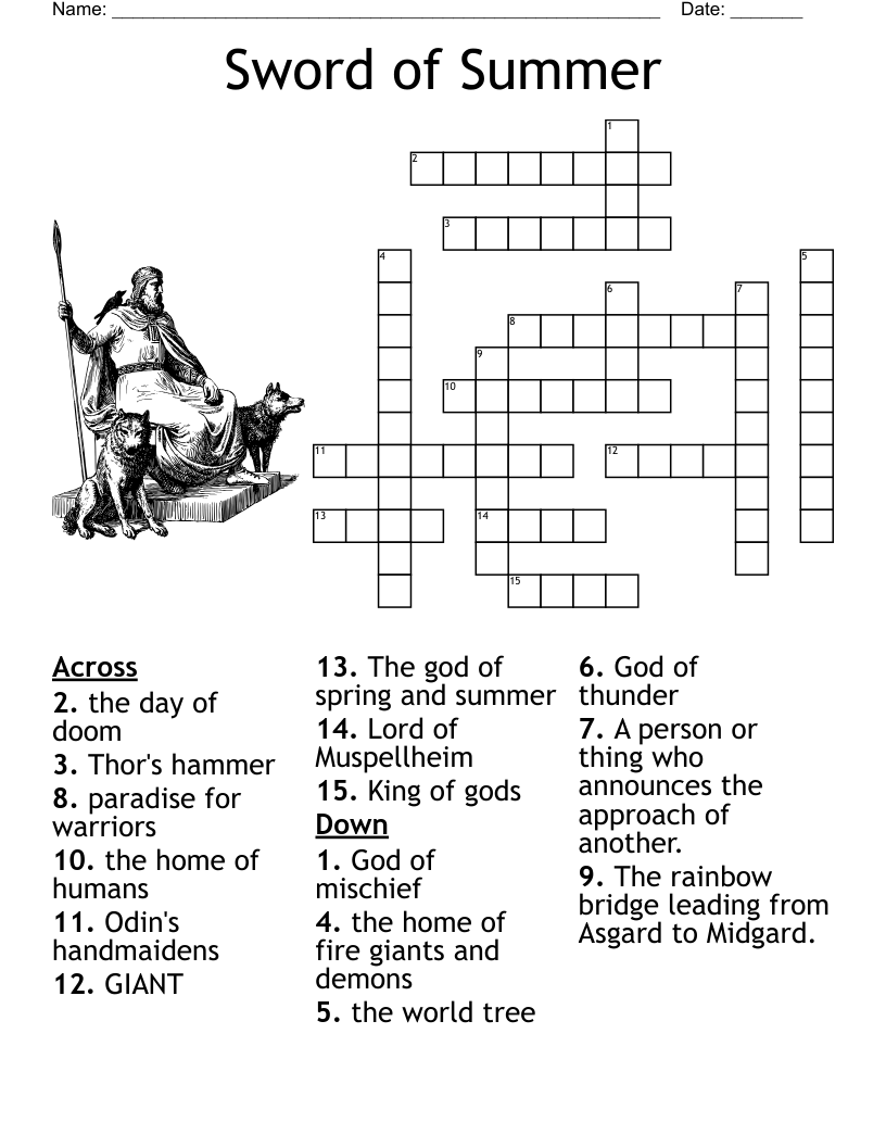 Sword Of Summer Crossword WordMint
