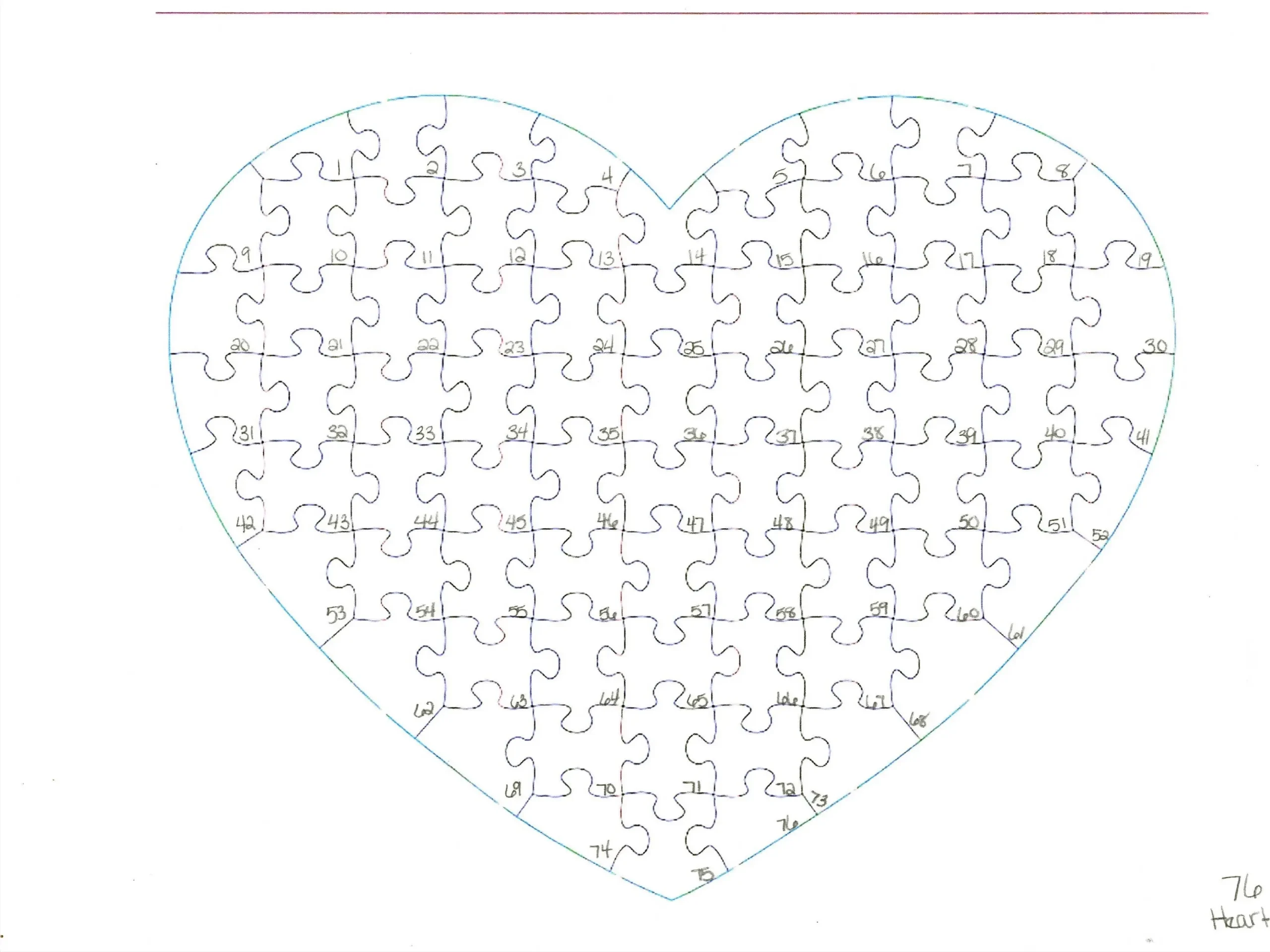 Template For Our 76 And 108 Piece Heart Puzzle With Hints And Tips For The Missing Piece Puzzle Company