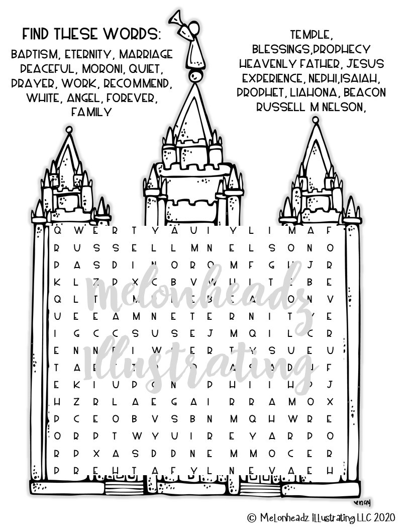 Temple Word Search LDS Printable FREEBIE Melonheadz