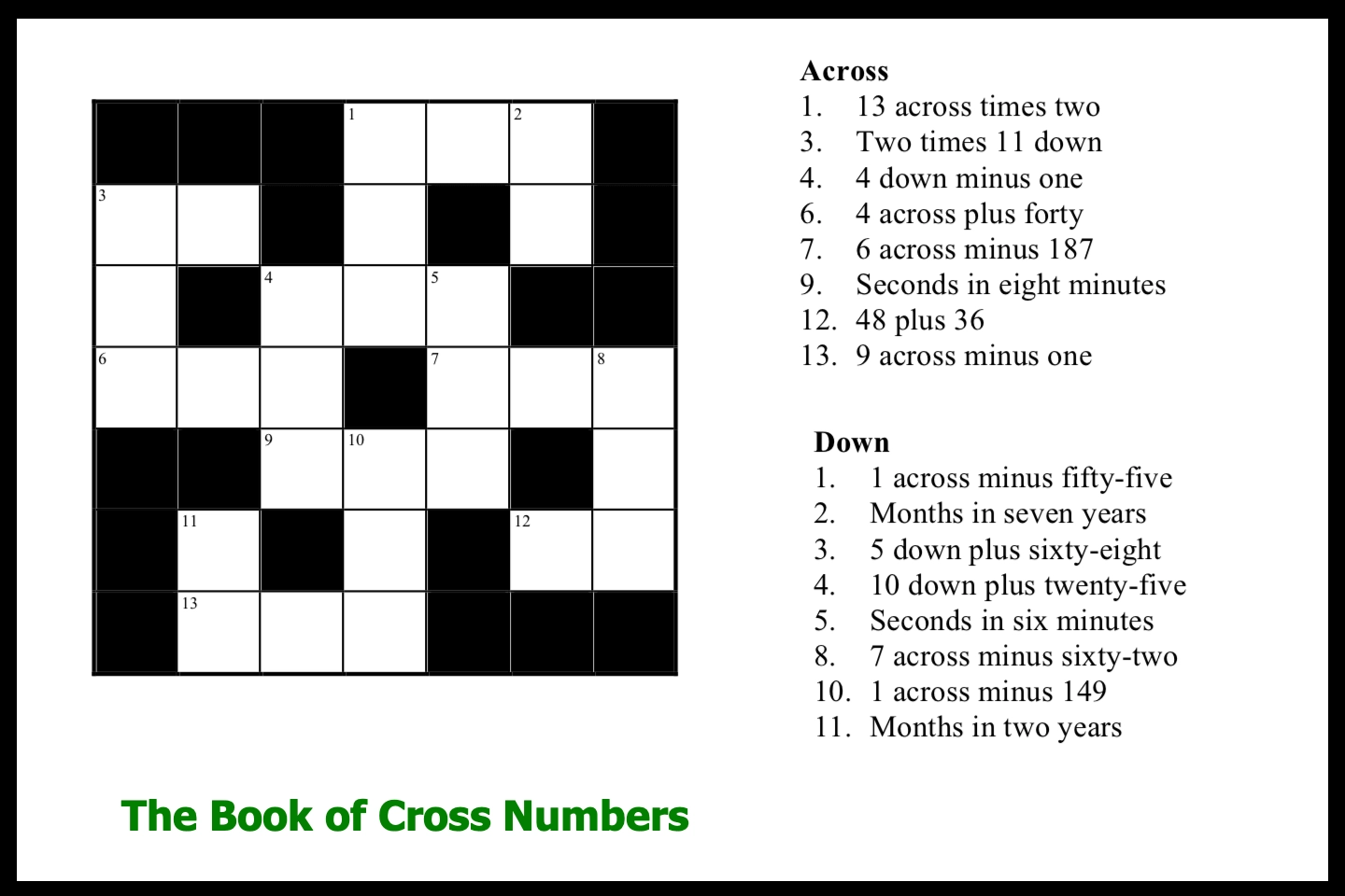 The Book Of Cross Numbers Spire Maths