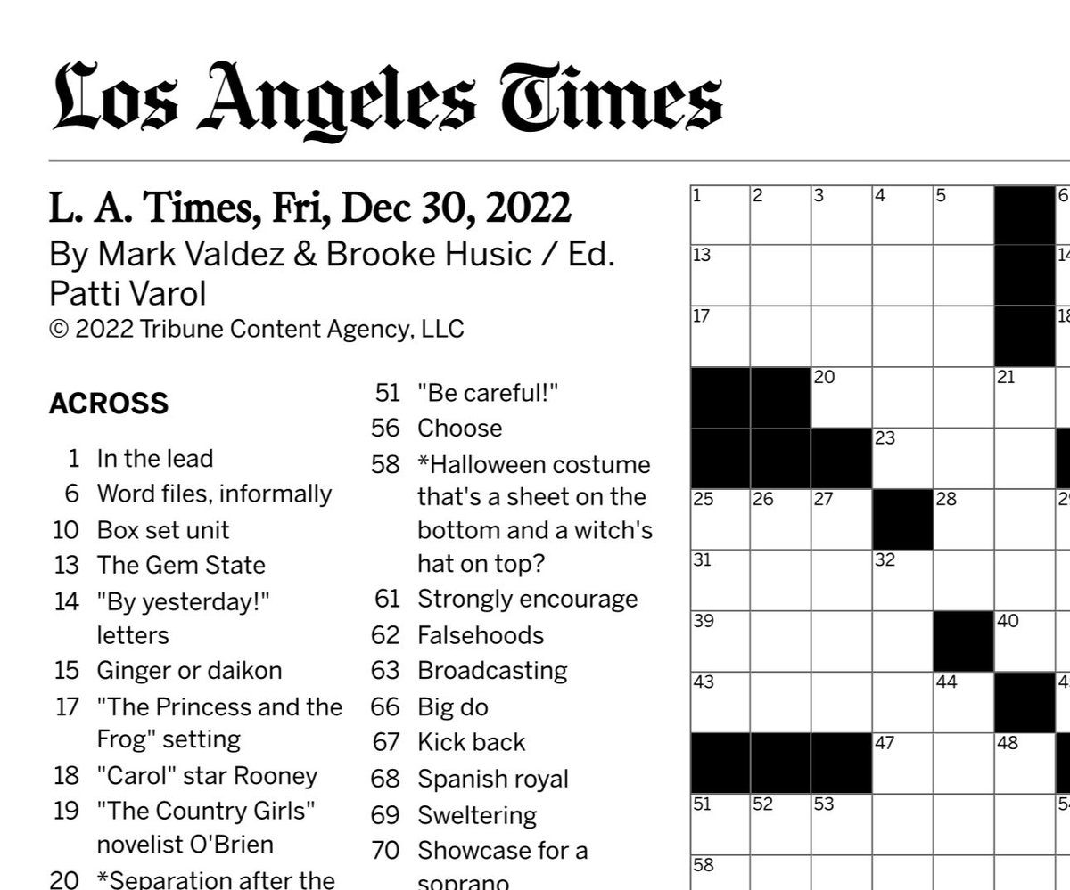 Thrilled To Be Making My LA Times Crossword Debut Today With xandraladee It Took More Than A Year But Well Worth The Ride Solve At Https t co yqviF5rBIk