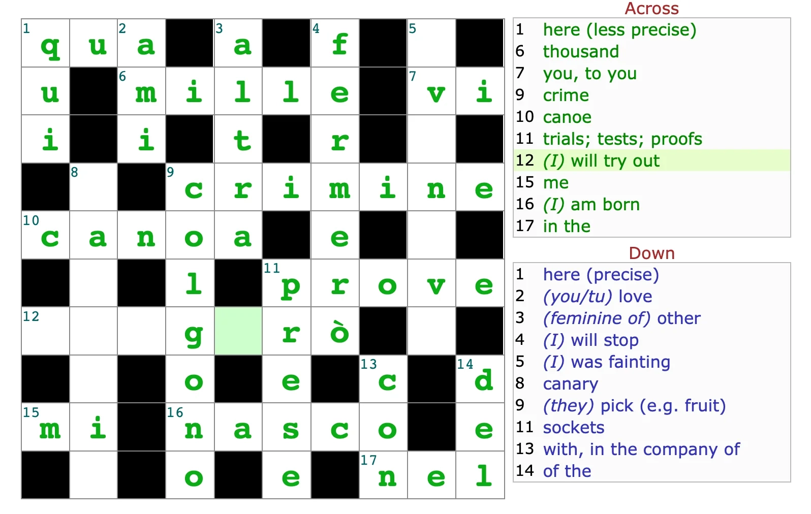 Todays Crossword Puzzle Help R italianlearning