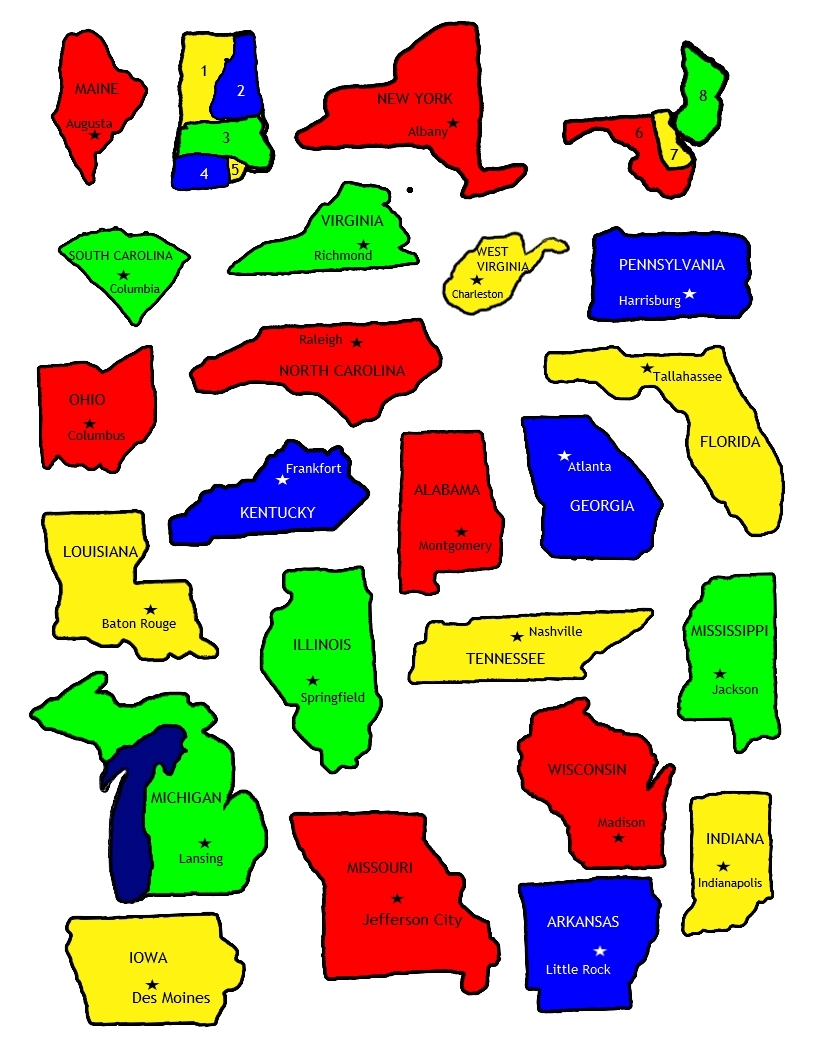 U S States Map Printable Jigsaw Puzzle Grades 3 7 Made By Teachers