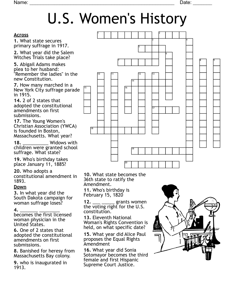 U S Women s History Crossword WordMint