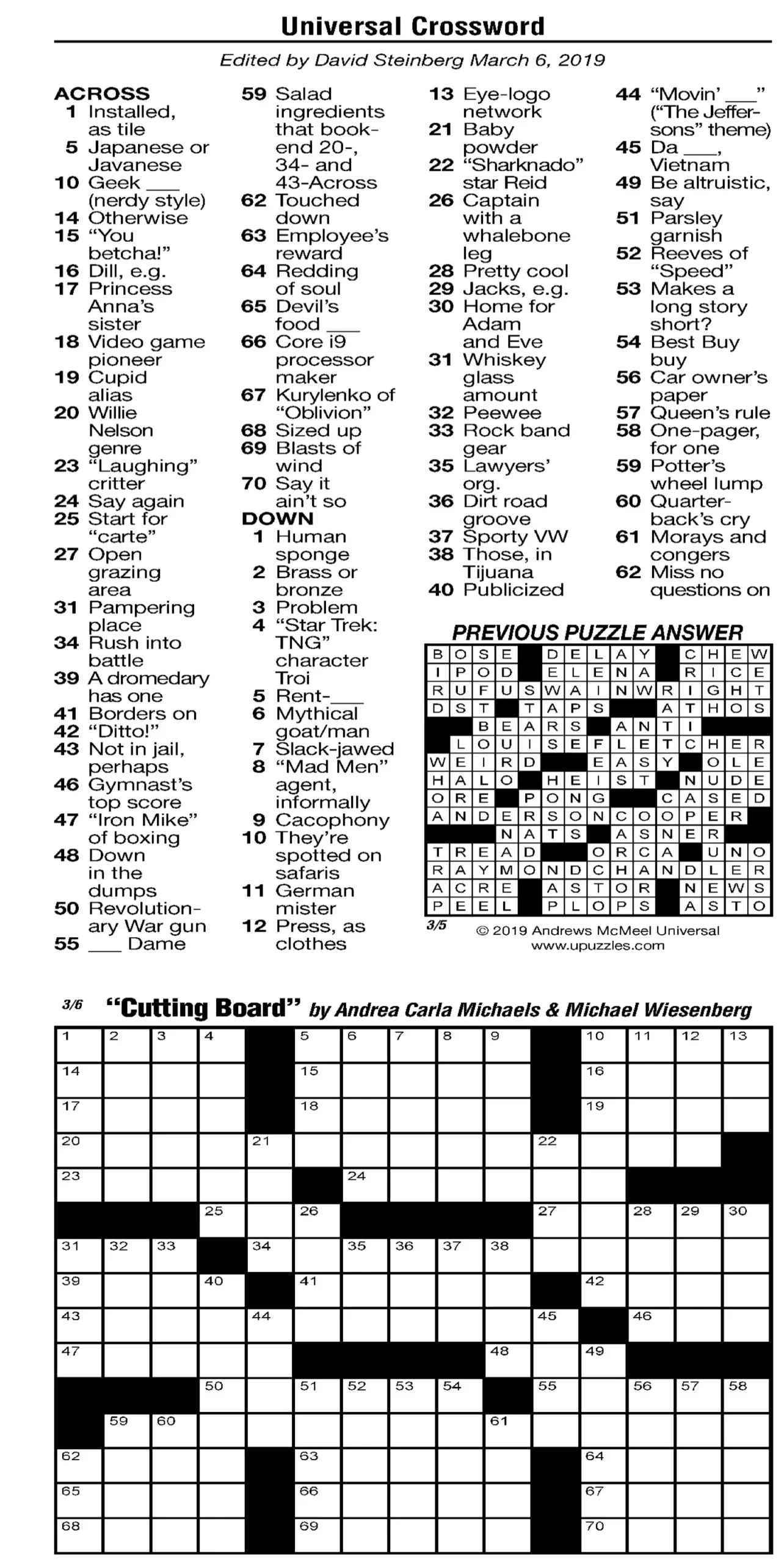 Universal Crossword The Arkansas Democrat Gazette Arkansas Best News Source