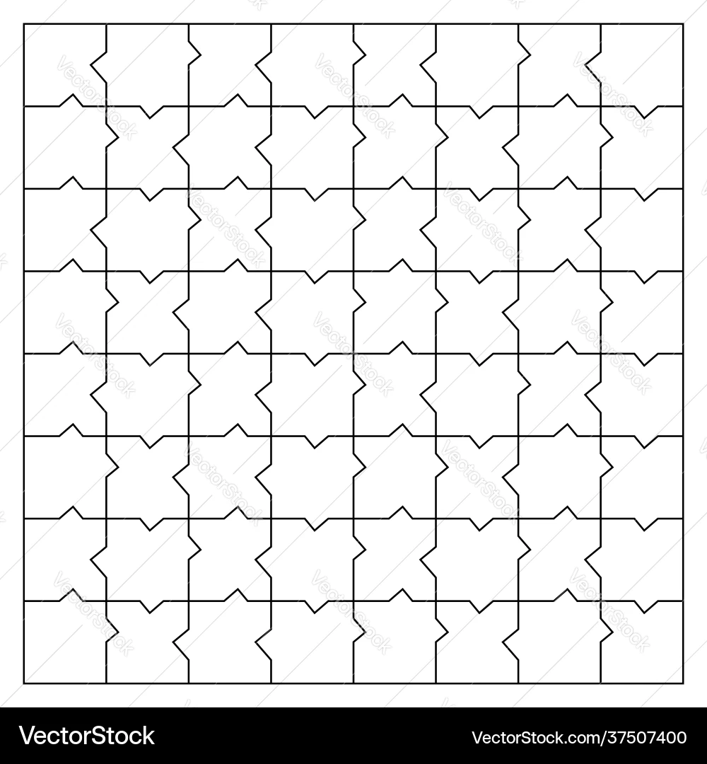 Unusual Blank Jigsaw Puzzle 64 Pieces Simple Line Royalty Free Vector VectorStock