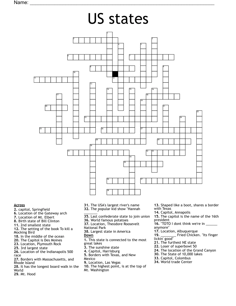 Usa Crosswords Printable Study Planner