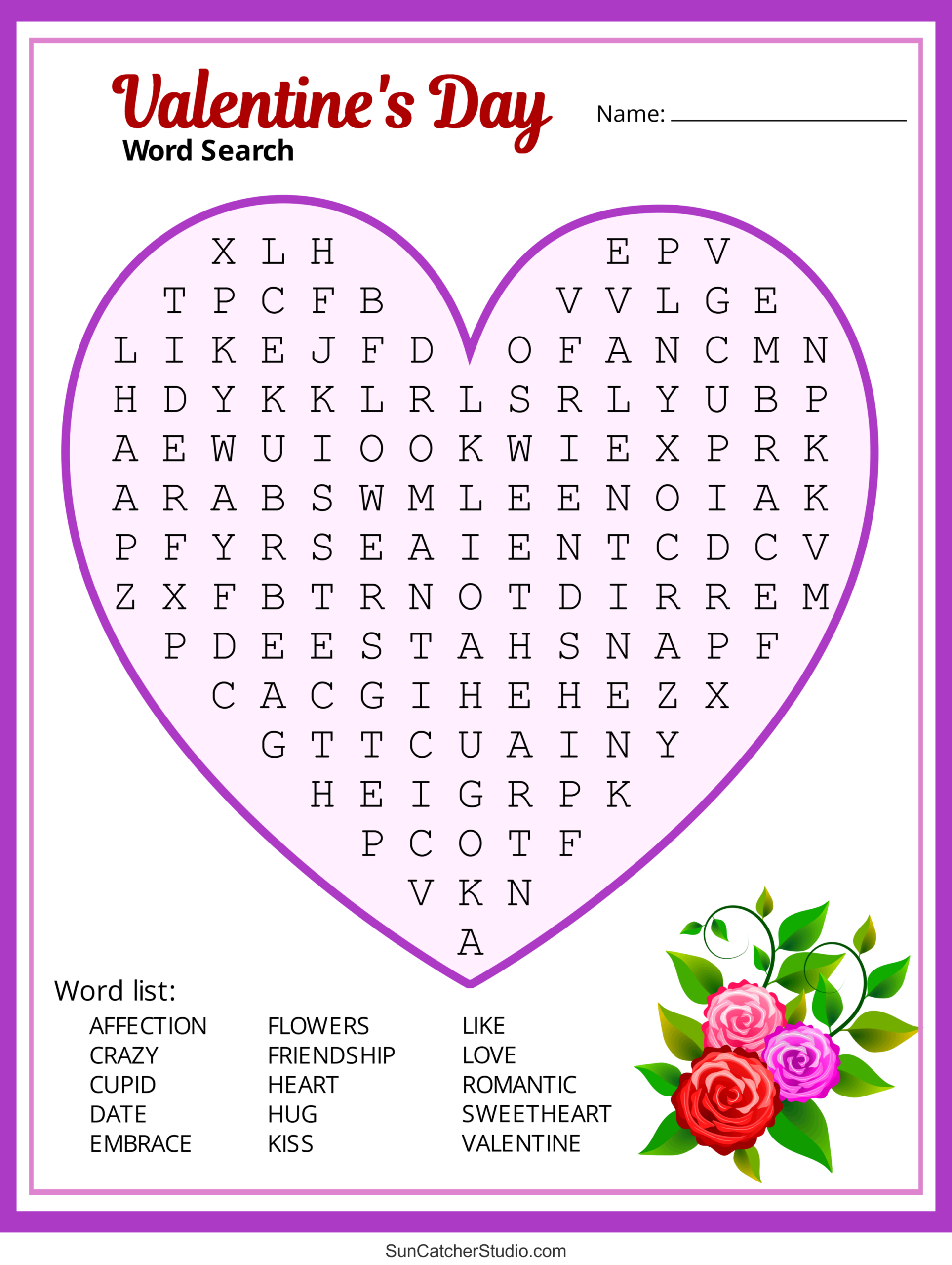 Valentine s Day Word Search Free Printable PDF Puzzles Free Printables Lettering SVG Files Tools Apps