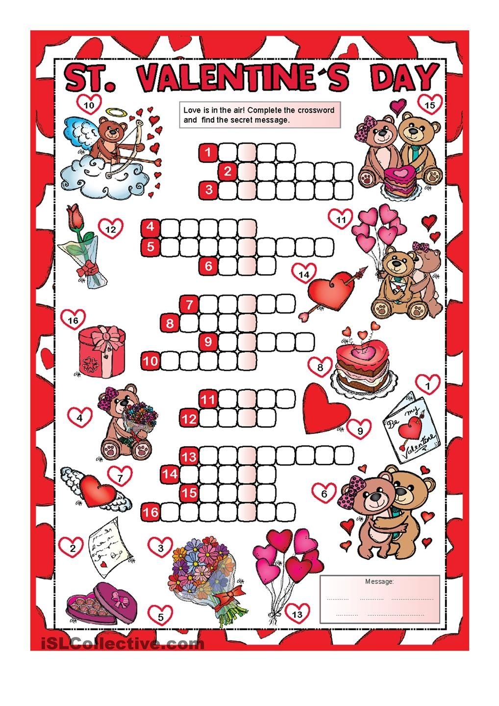 Valentines Day Crossword Puzzle Printable Printable Study Planner