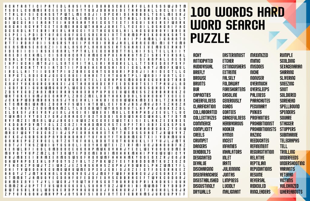 100 Hard Word Search Puzzles Pdf Printable - puzzle.premiumprintable.com