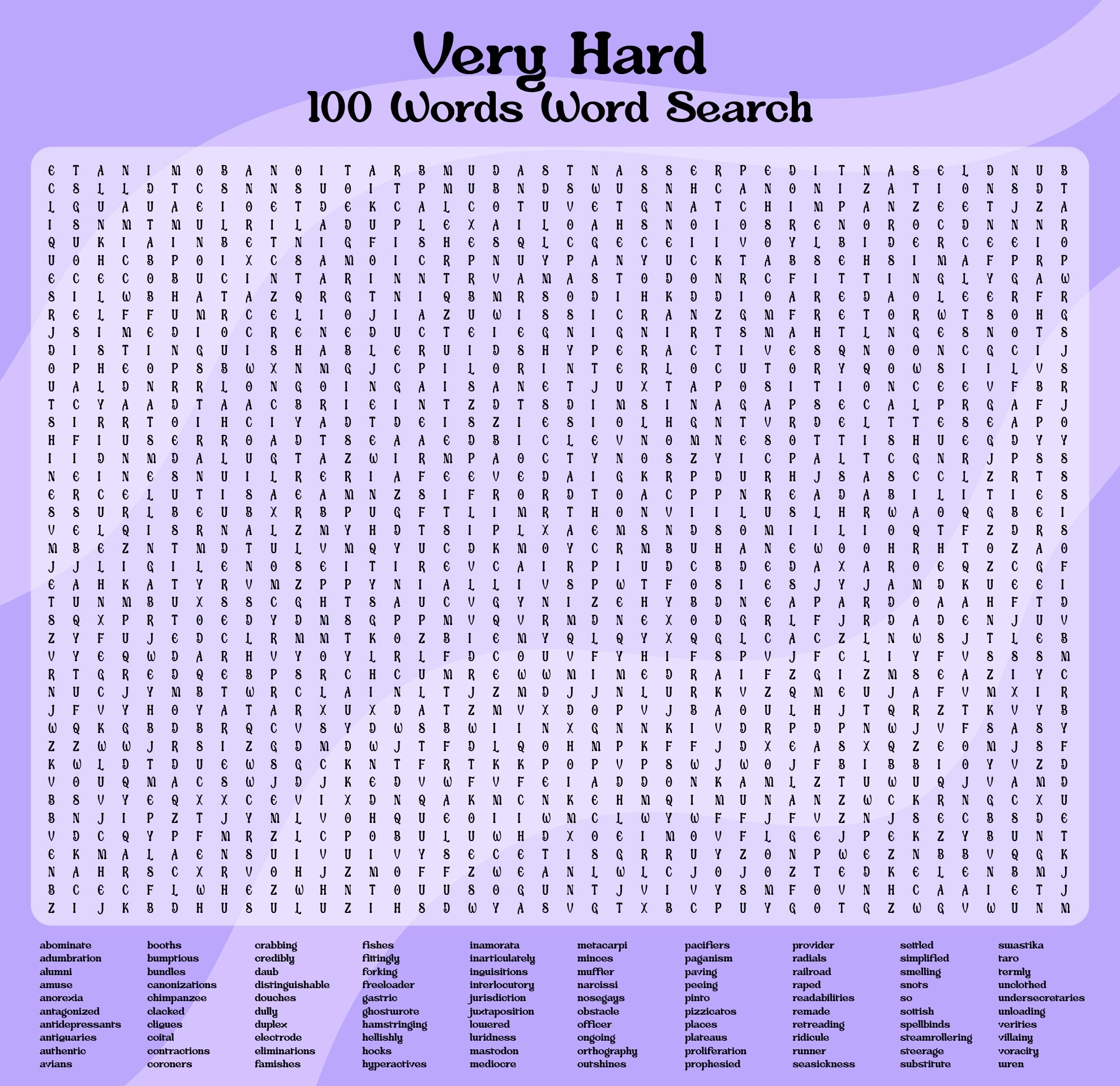Very Hard Word Searches 10 Free PDF Printables Printablee